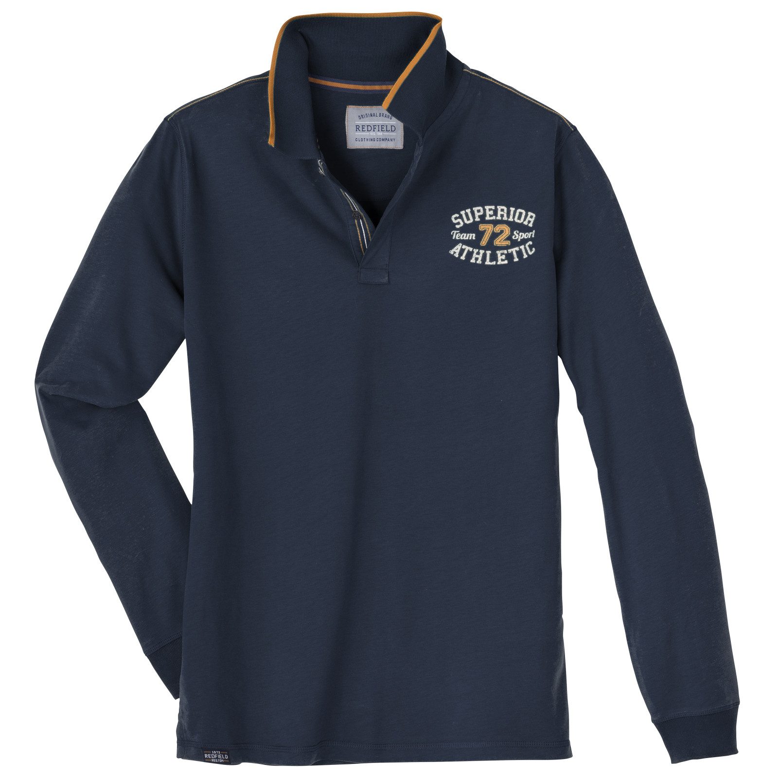 redfield Langarm-Poloshirt Redfield XXL Langarm-Poloshirt modisch dunkelblau