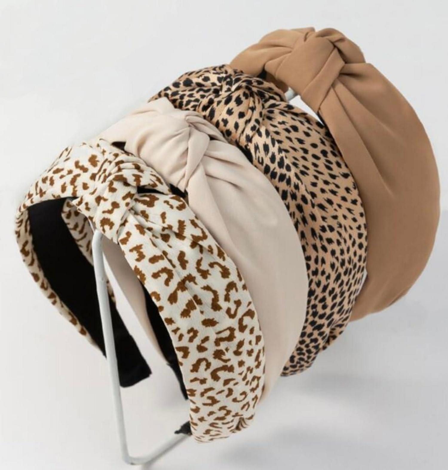 Haarband Stirnbänder Set Damen, breiter Knoten, Leopard Haarreifen