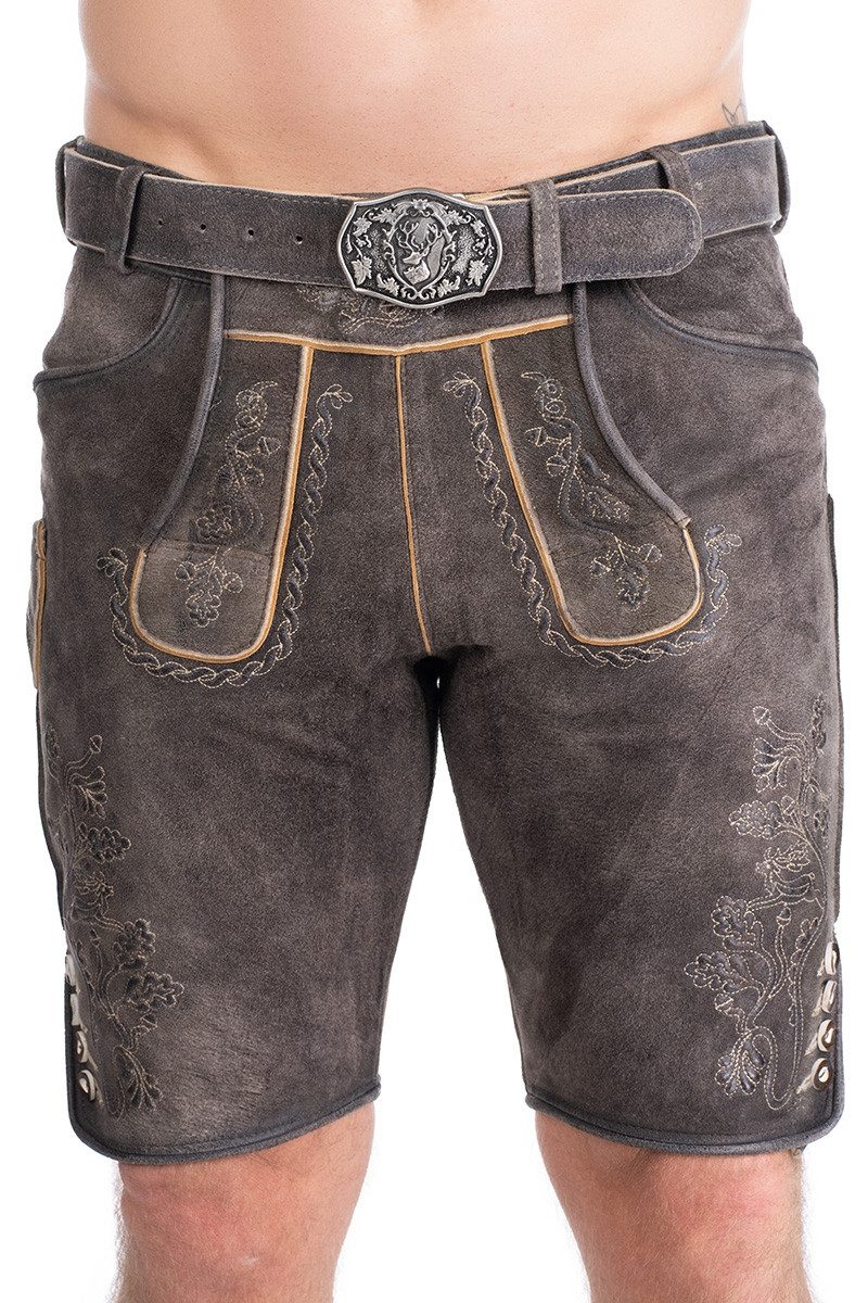 Maddox Trachtenlederhose Lederhose Herren kurz - NEUENBURG - anthrazit