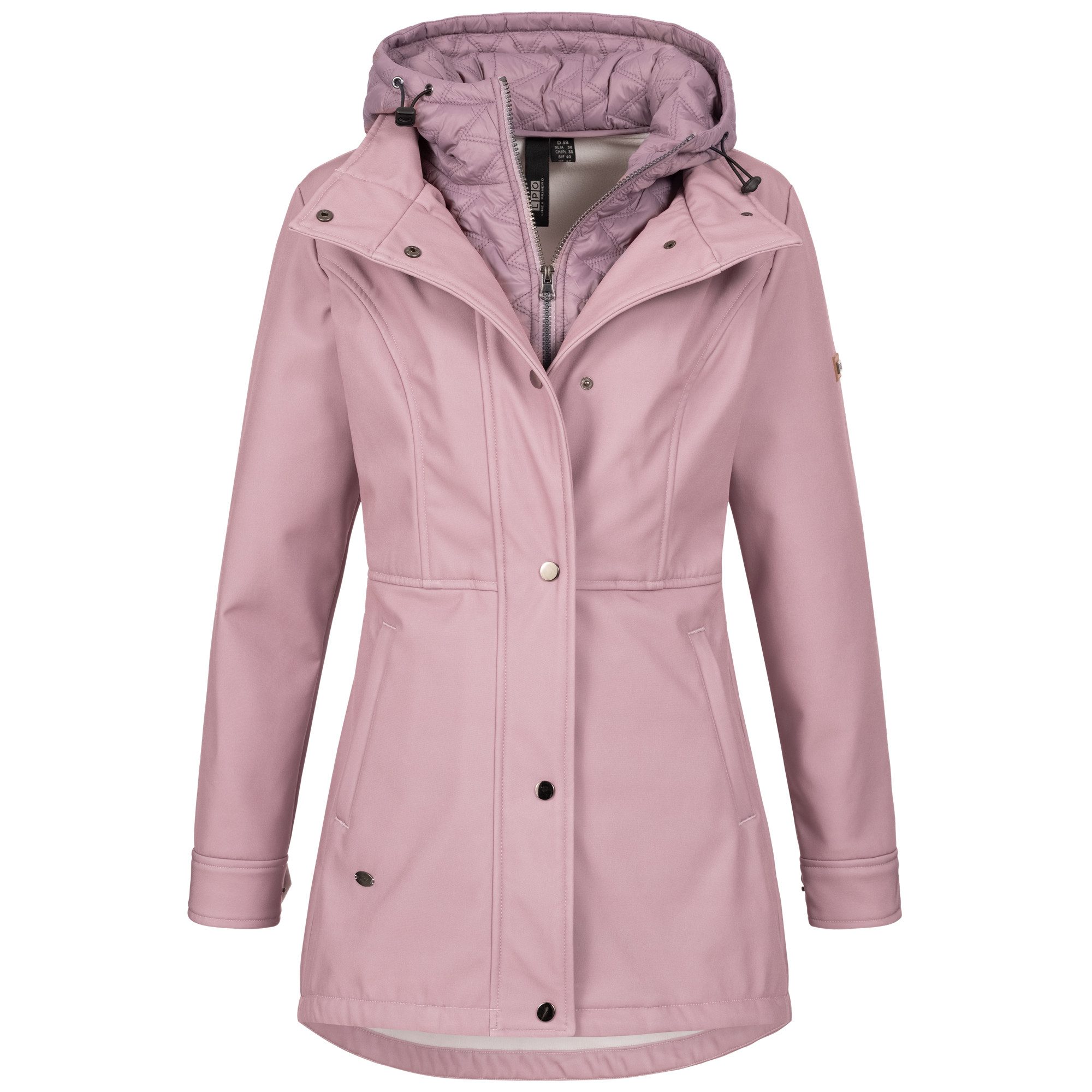 LPO Softshelljacke LUCANIA PEAK Women leichte Softshelljacke mit All-Over-Print und abnehmbarer Kapuze rosa