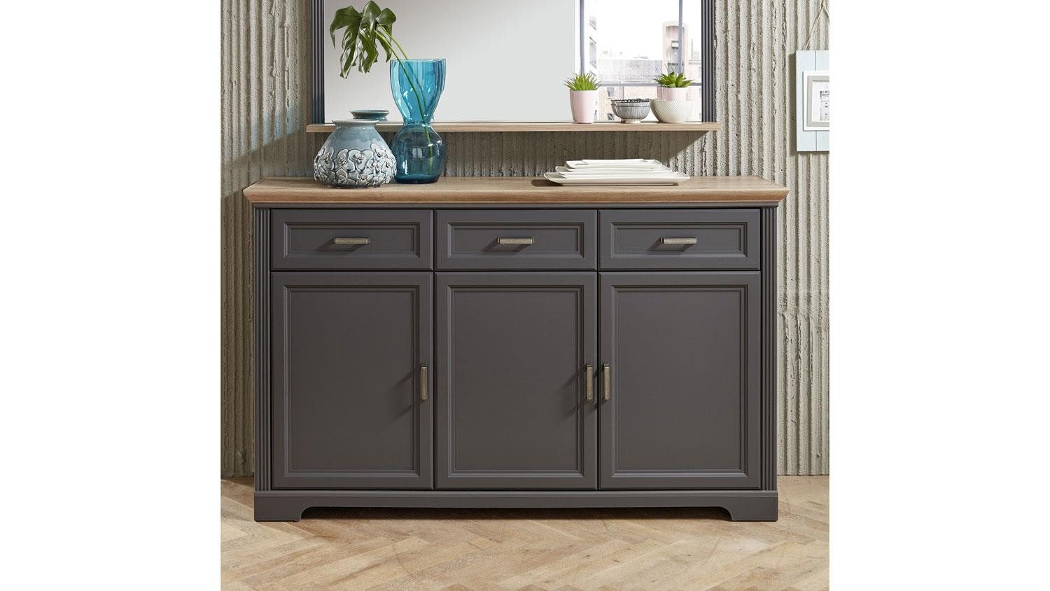 Innostyle Sideboard Sideboard Jasmin Kommode Anrichte in graphit und Artisan Eiche 166x102