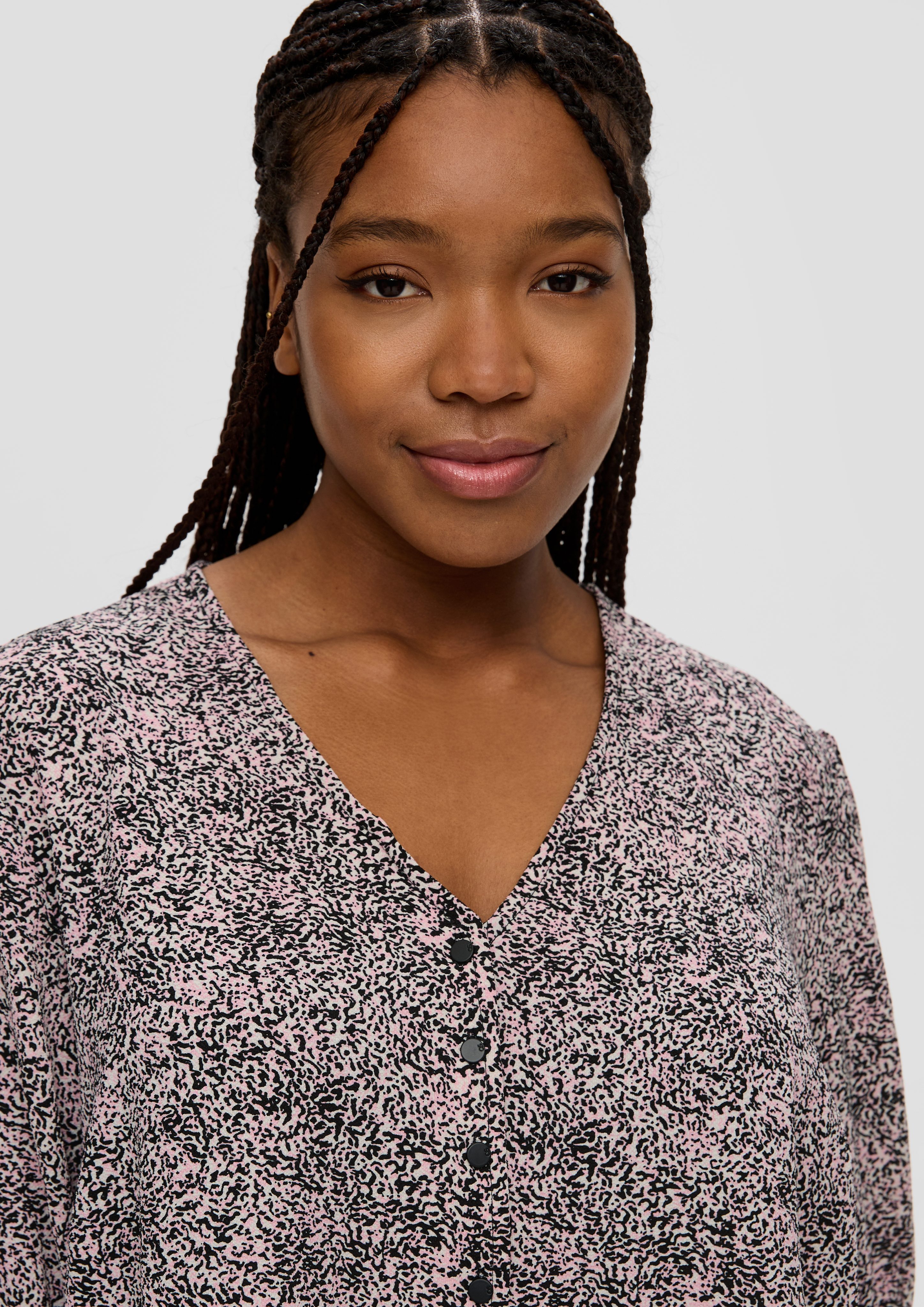QS Langarmbluse Kurze, gemusterte Bluse mit günstig online kaufen