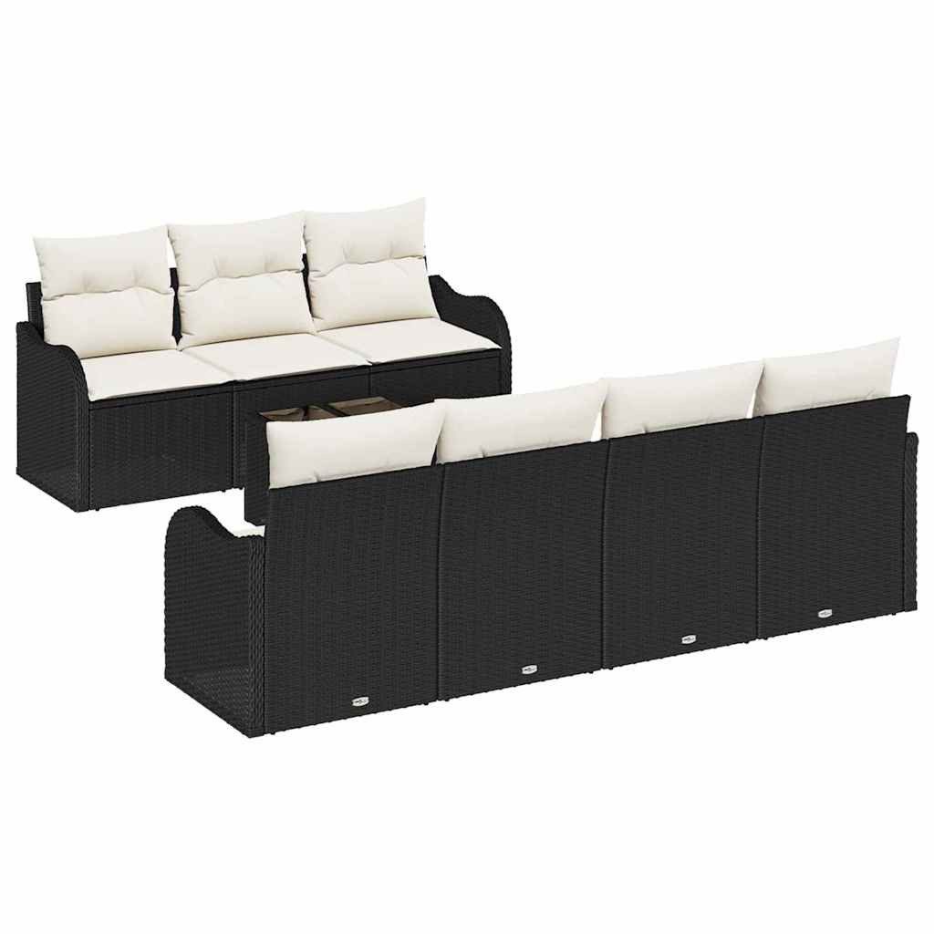 vidaXL Loungesofa Gartensofa-set Schwarz 55 x 55 x 37 cm Poly-Rattan, 8 Teile