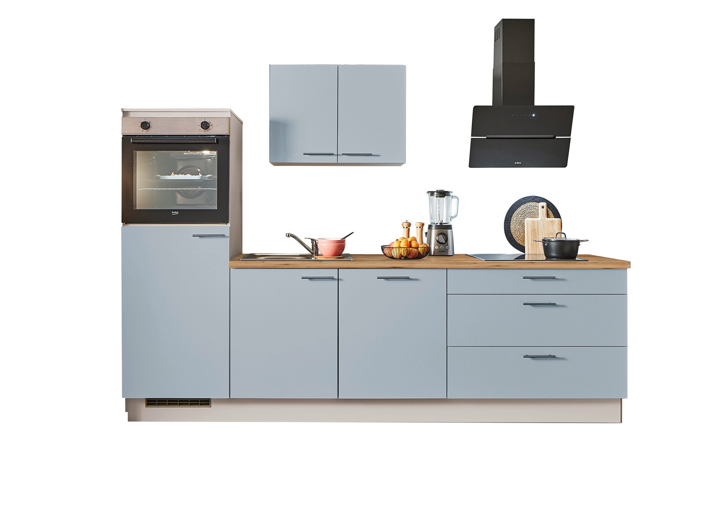 pino Küchenzeile Helsinki, individuell anpassbar, gratis Küchenplanung mit Profis, (Breite 280cm), vormontiert, wahlw. mit E-Geräten, Preis inkl. Lieferung & Montage