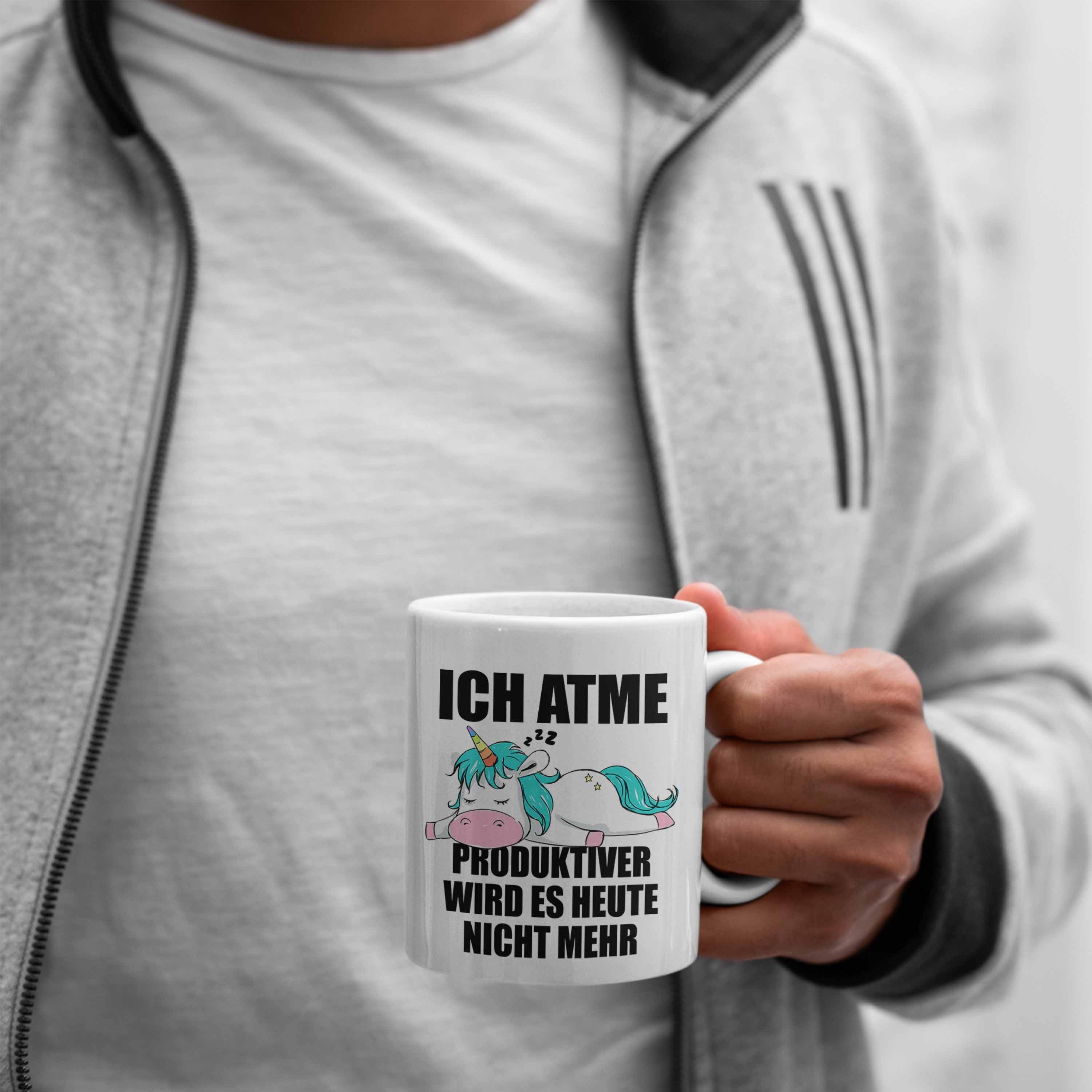 Geschenk - Frauen Tasse Lustige Tasse Trendation Einhorn Trendation Spruch Mitarbeiterin Weiss mit Arbeitskollege