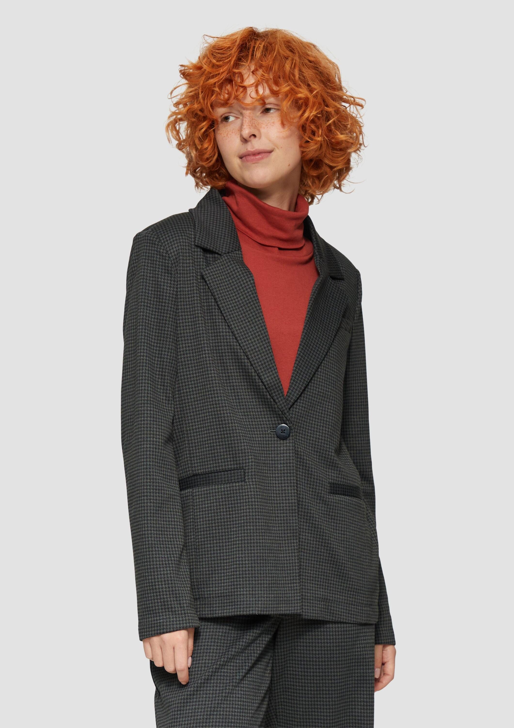 QS Jackenblazer Indoor-Blazer Karierter Blazer aus Viskosemix günstig online kaufen
