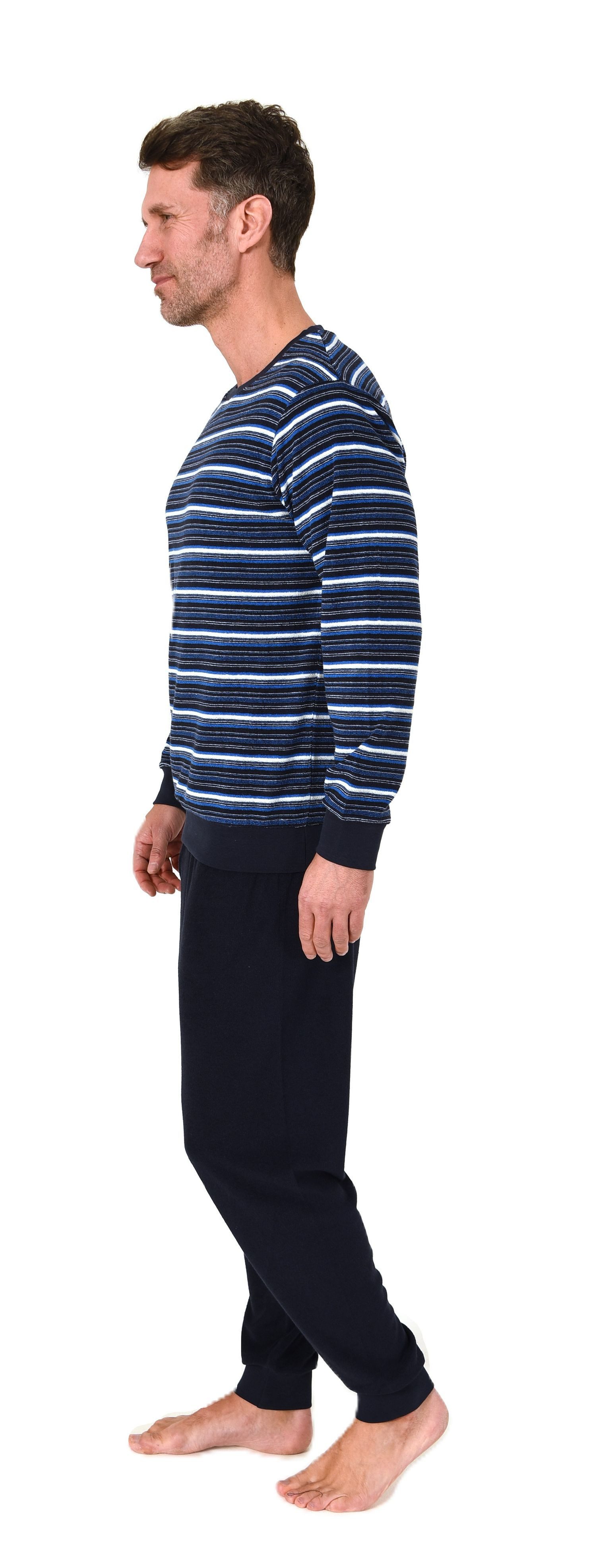 Normann Pyjama Normann Herren Frottee Schlafanzug Streifenlook – auch in Üb günstig online kaufen