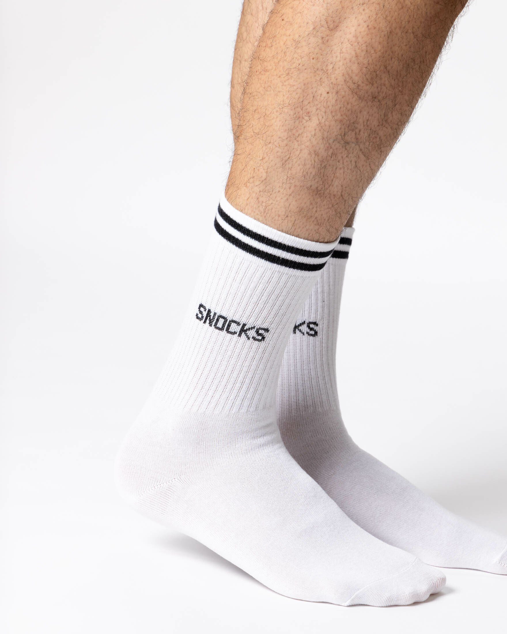 SNOCKS Sportsocken Hohe Tennissocken mit Streifen für Damen & Herren (4-Paar) aus Bio-Baumwolle, stylish für jedes Outfit