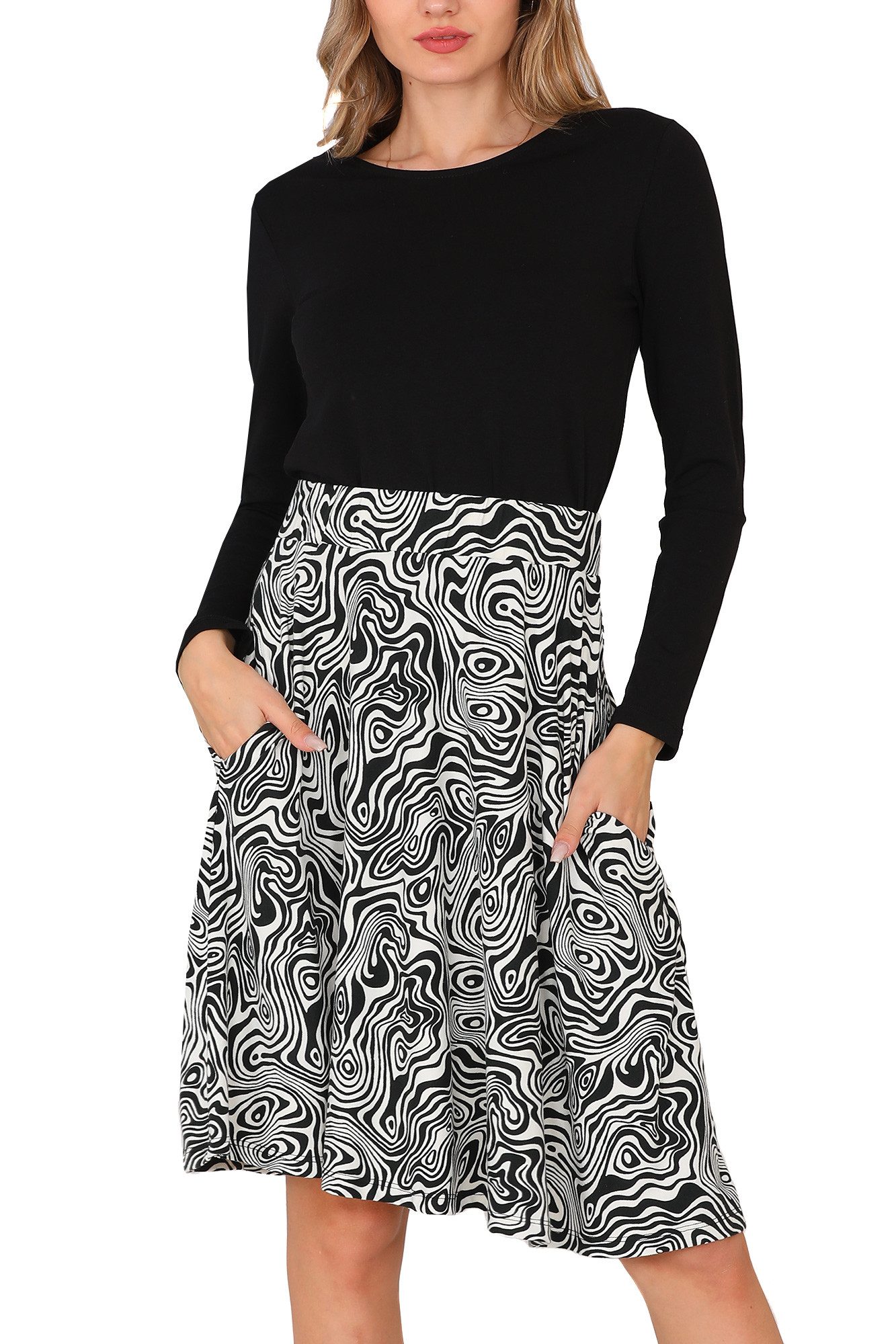 Bongual Midikleid 2-in-1 elegantes Kleid Zebra günstig online kaufen