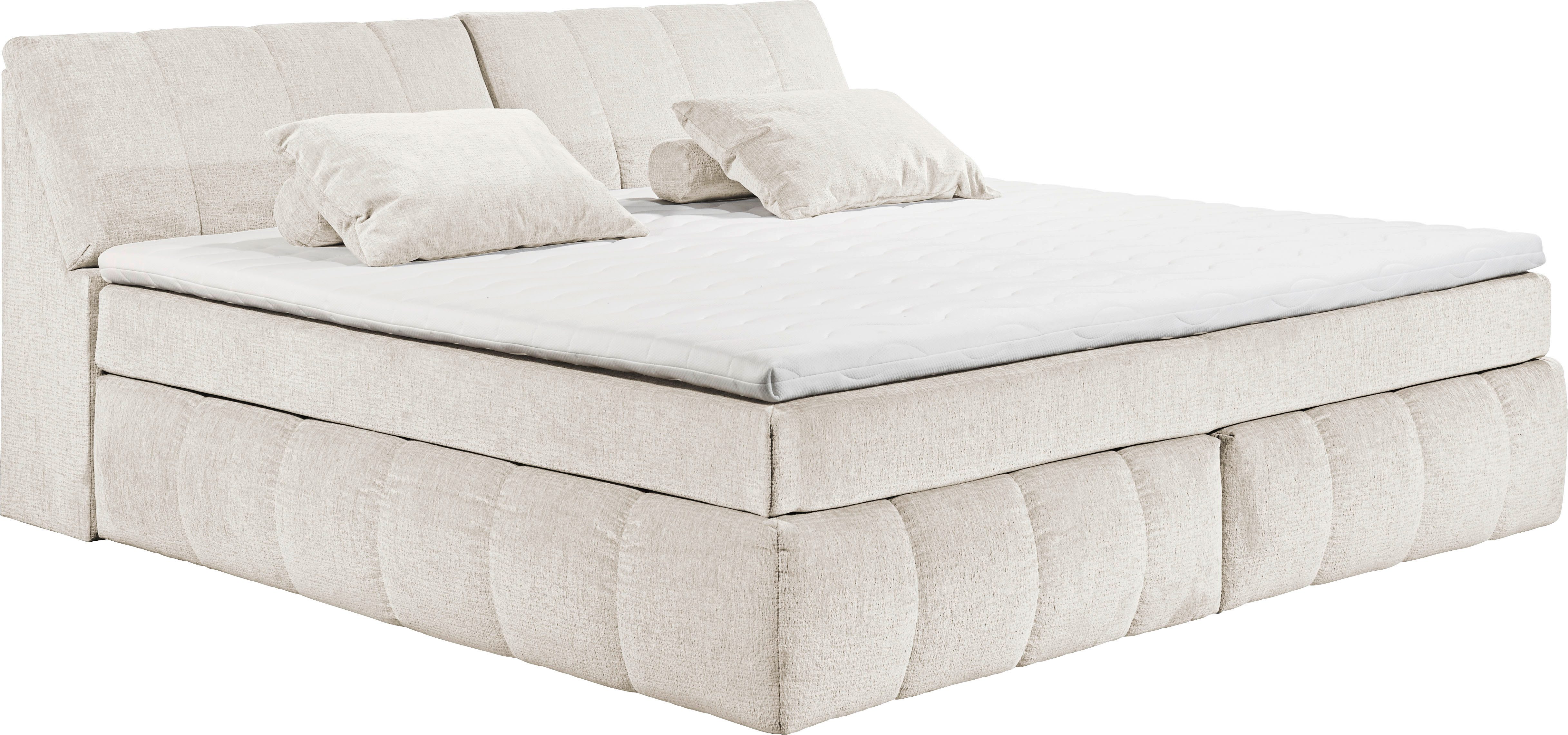 ED EXCITING DESIGN Boxspringbett Elkford, Familienbett in der Größe 240x200cm, inkl. Stauraum im Kopfteil