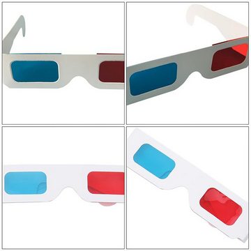TPFNet 3D-Brille Anaglyphenbrille Rot/Cyan 3D Brille zum Ansehen von Filmen, 3D-Kino Brille - Material: Karton - Farbe: Weiß - 25 Stück
