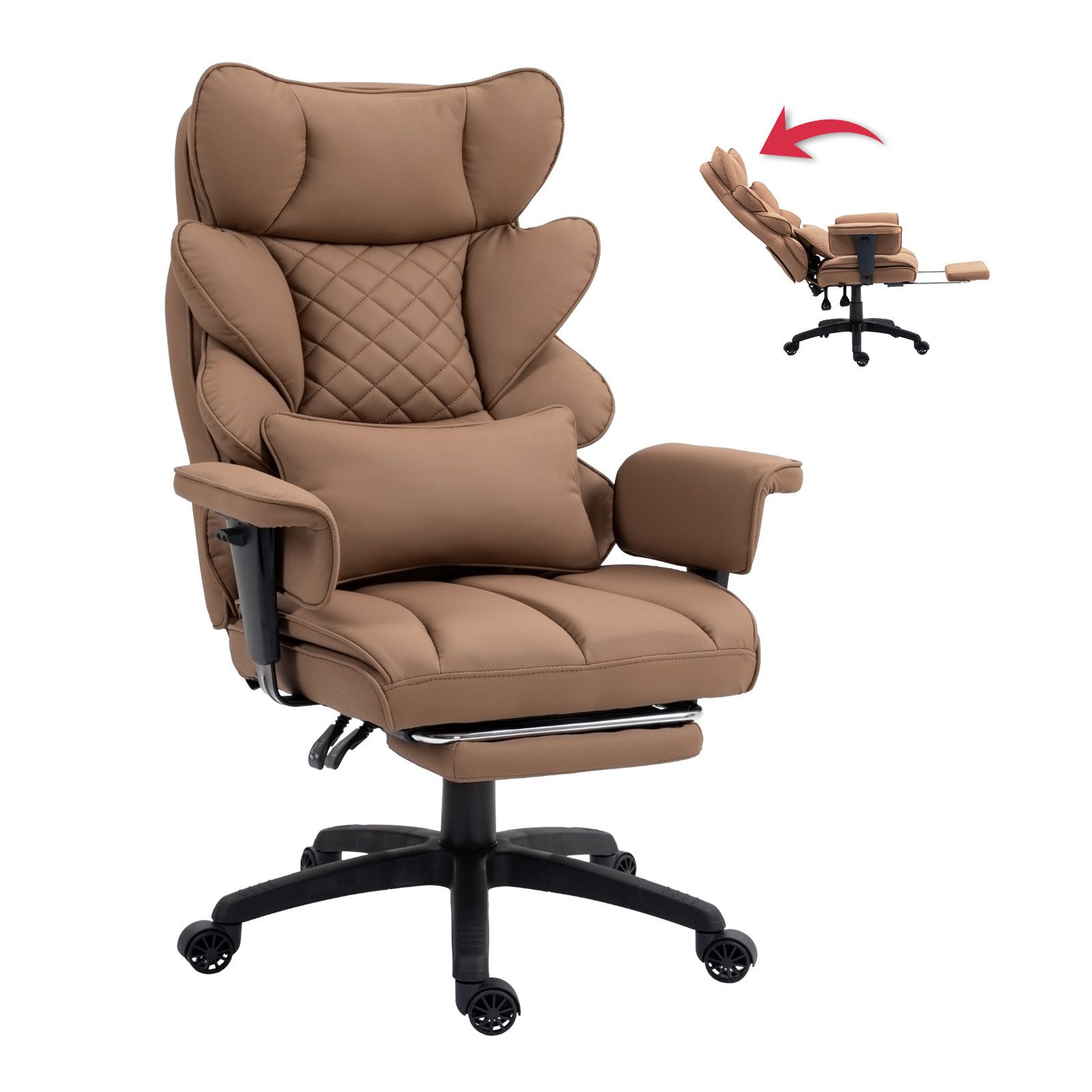 Dowinx Gaming-Stuhl Bürostuhl Ergonomisch mit Taschenfeder-Kissen (Packung), Chefsessel mit weiche Rückenlehne und verstellbare Lendenkissen