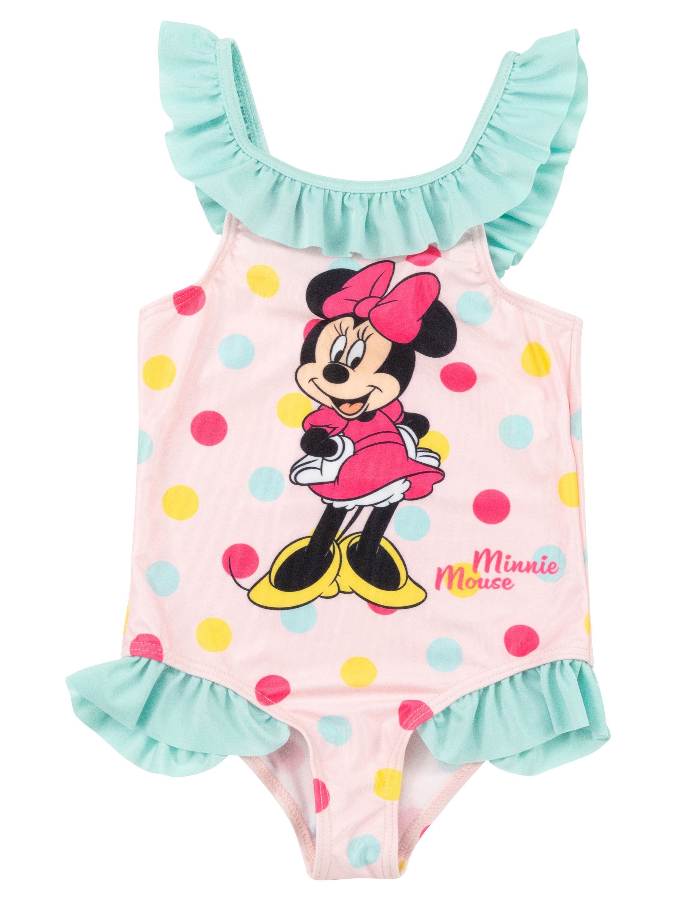 Badeanzug Disney Minnie Mouse Badeanzug mit Rüschen Schwimmanzug Einteiler