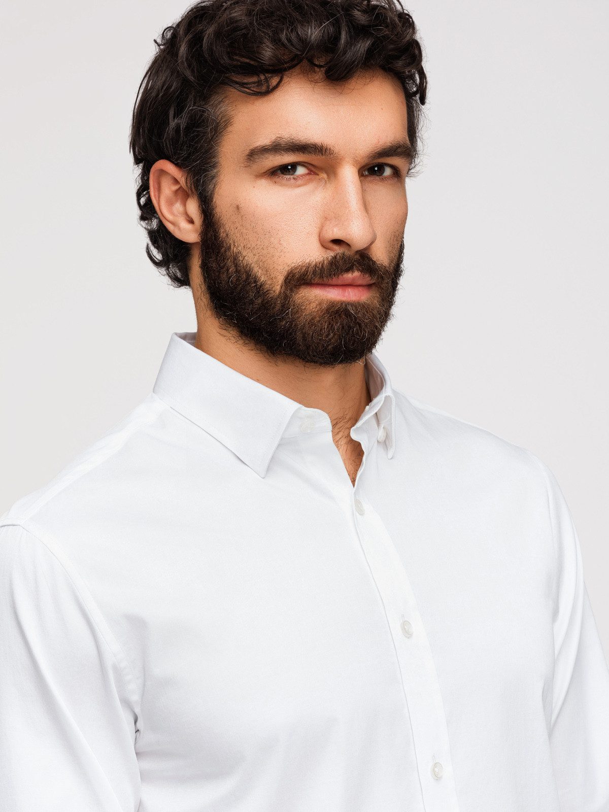 OMBRE Businesshemd Herren Slim-Fit Businesshemd mit Kentkragen Weiß XL (kein Set, 1-tlg) Slim Fit