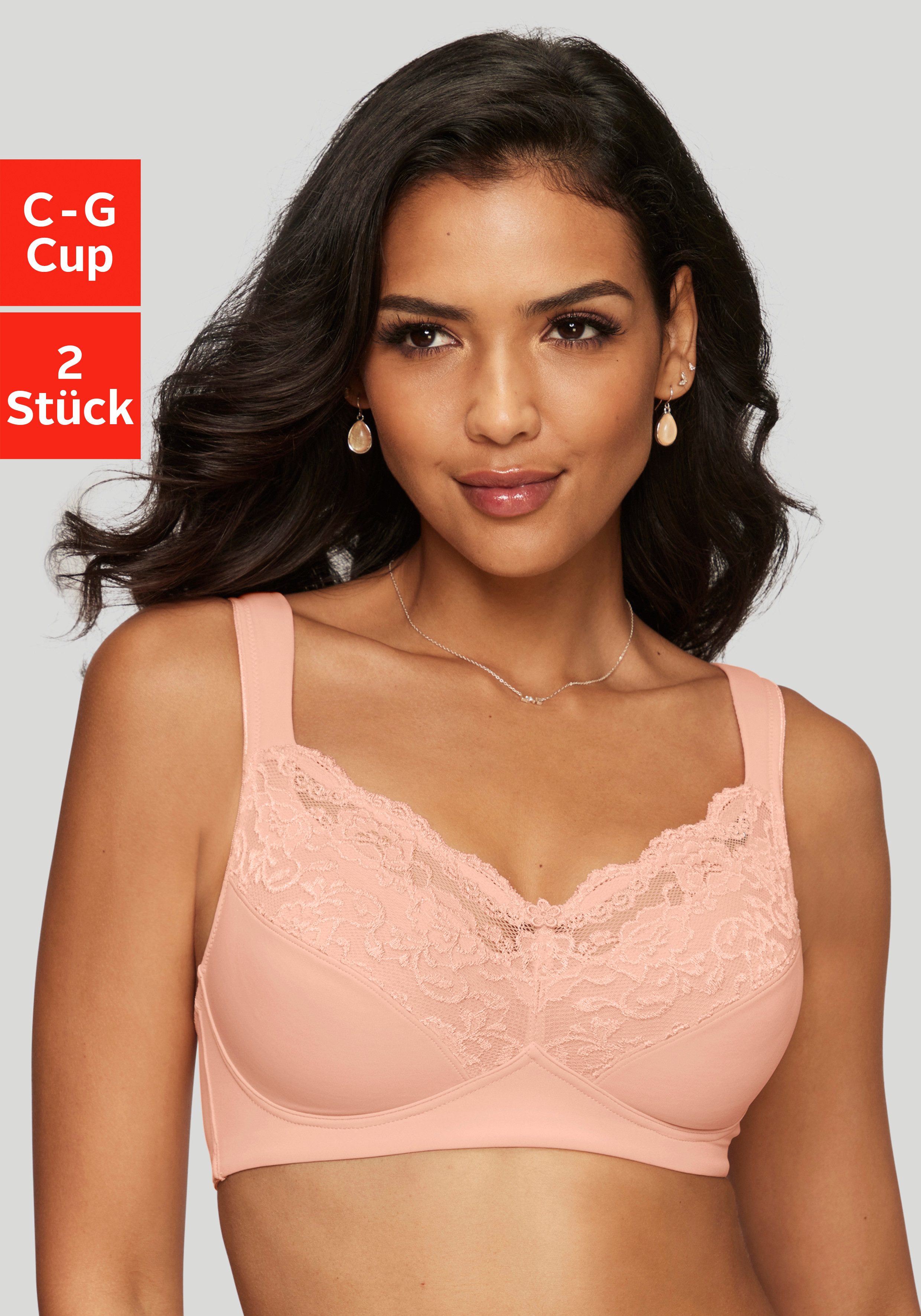 petite fleur by Lascana Soft-BH (Packung, 2 Stück) ohne Bügel mit Komfortträgern – auch ideal für große Größen
