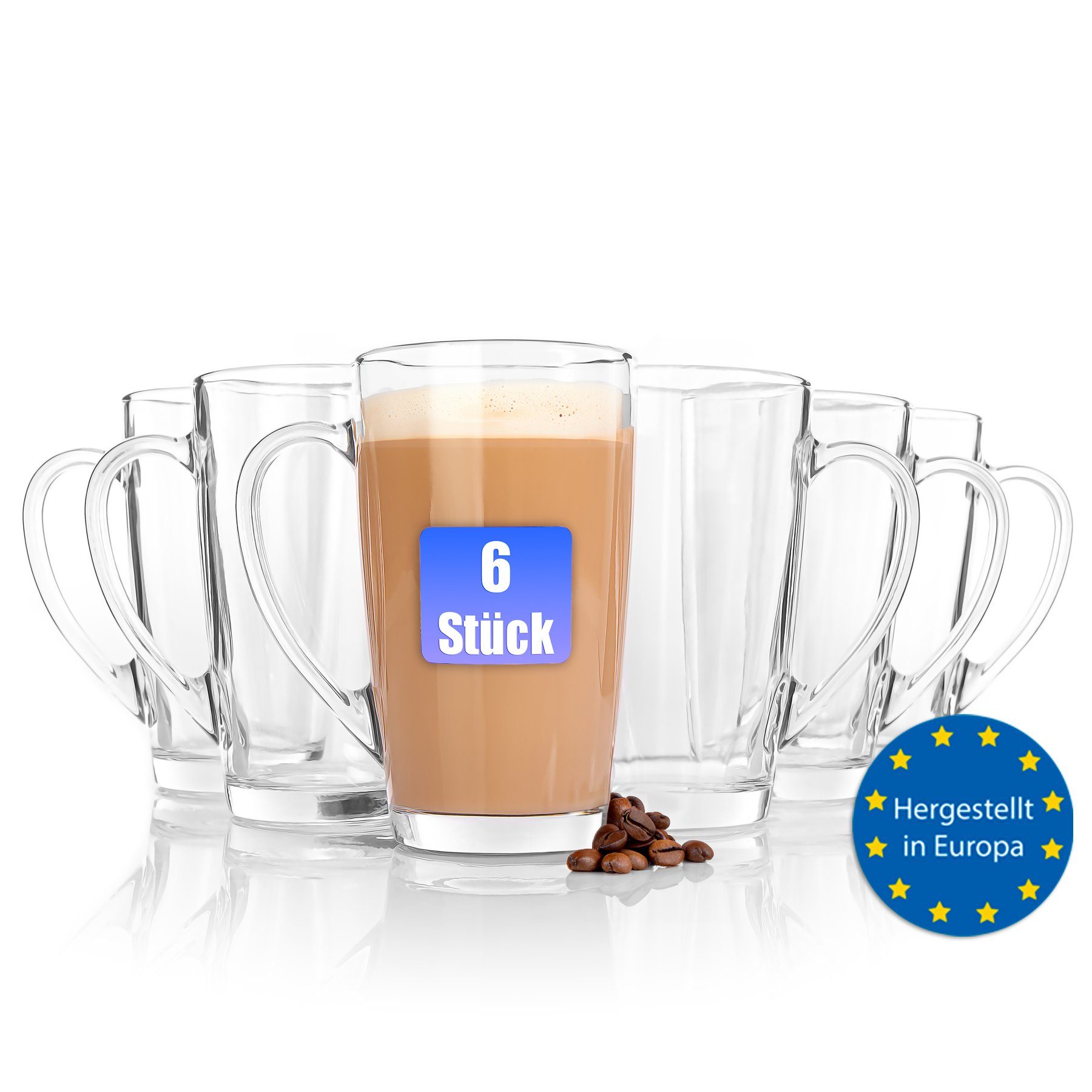 BigDean Latte-Macchiato-Glas 6 Stück große Latte Macchiato Gläser, Glas