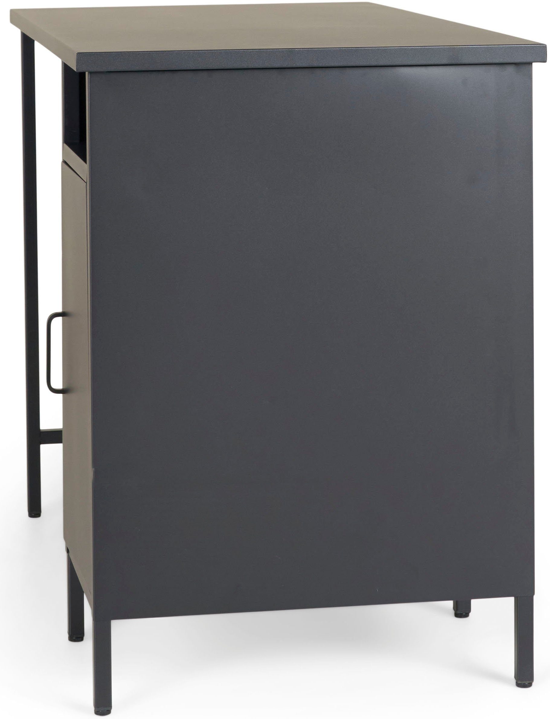 schwarz Regalfach, Tür schwarz aus | Stahl, x schwarz H75 T100 Schreibtisch B55 Berlin, | 1 offenes und x cm 1 Homexperts