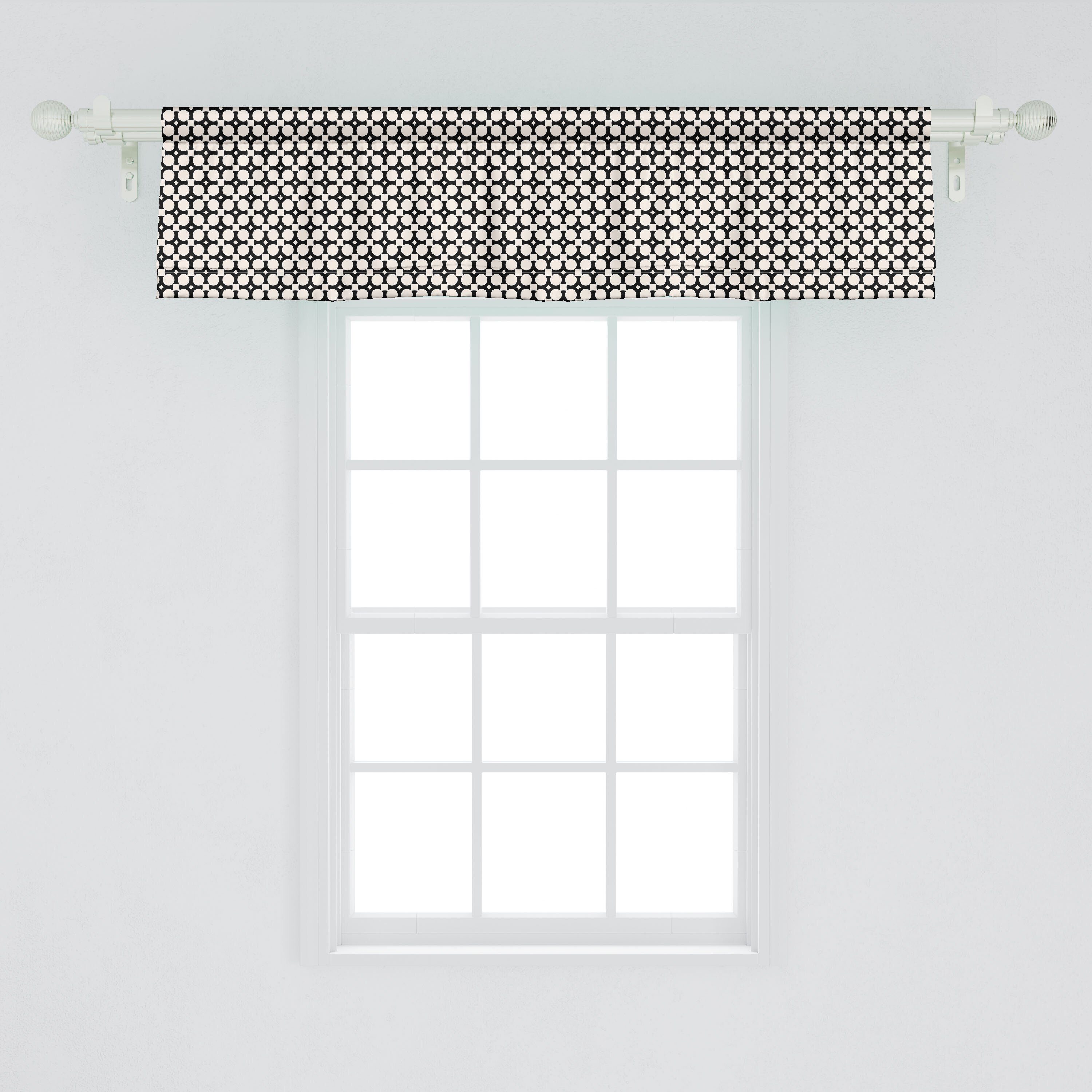 Kreise Abstrakt mit Dekor Küche Abakuhaus, Microfaser, Schlafzimmer für Quadrate Scheibengardine Vorhang Monochrome Volant Stangentasche,