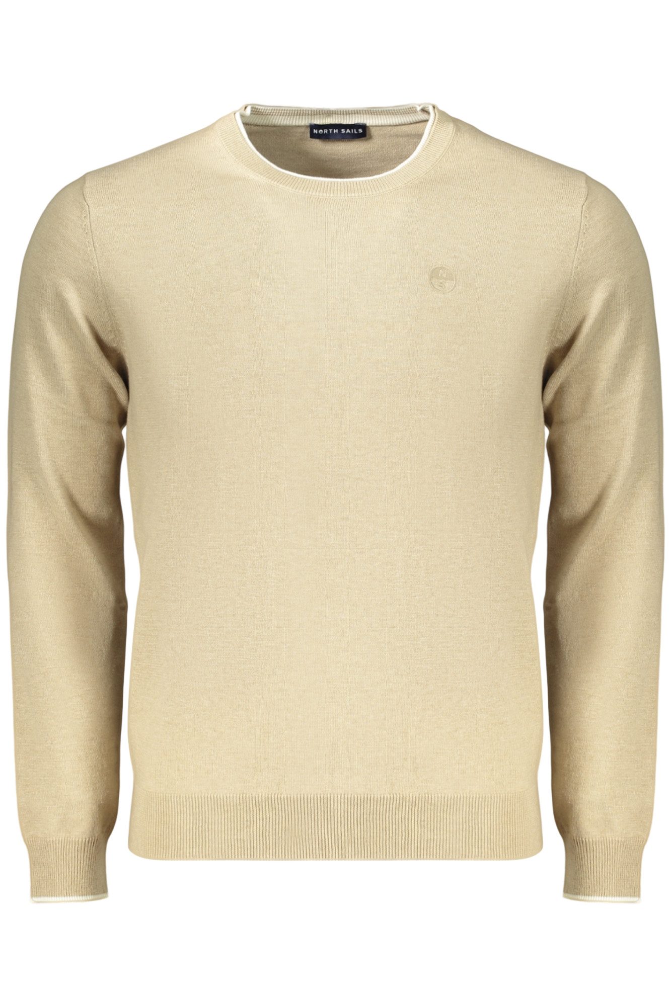 North Sails Strickpullover Beiger Herrenpullover: Nachhaltiges Design mit Kontrast & Stickerei