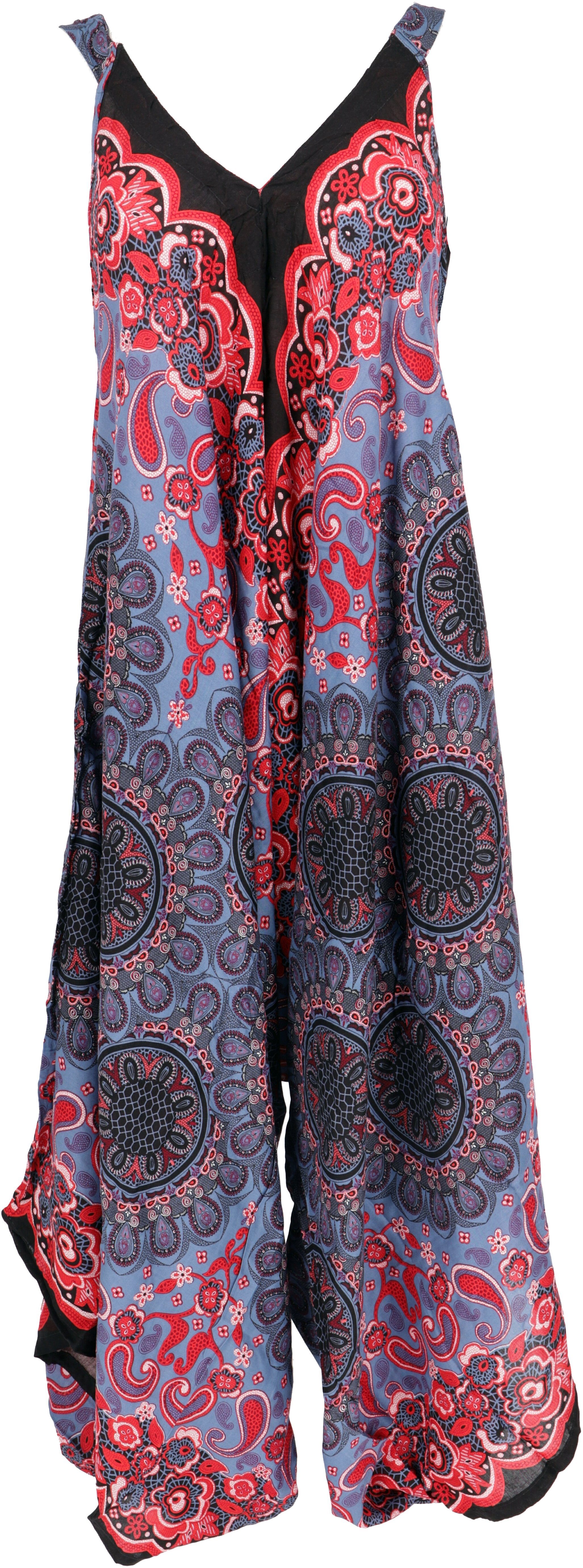 Guru-Shop Relaxhose Boho Jumpsuit, Mandala Sommer Overall, oversize.. alternative Bekleidung rot/schwarz
