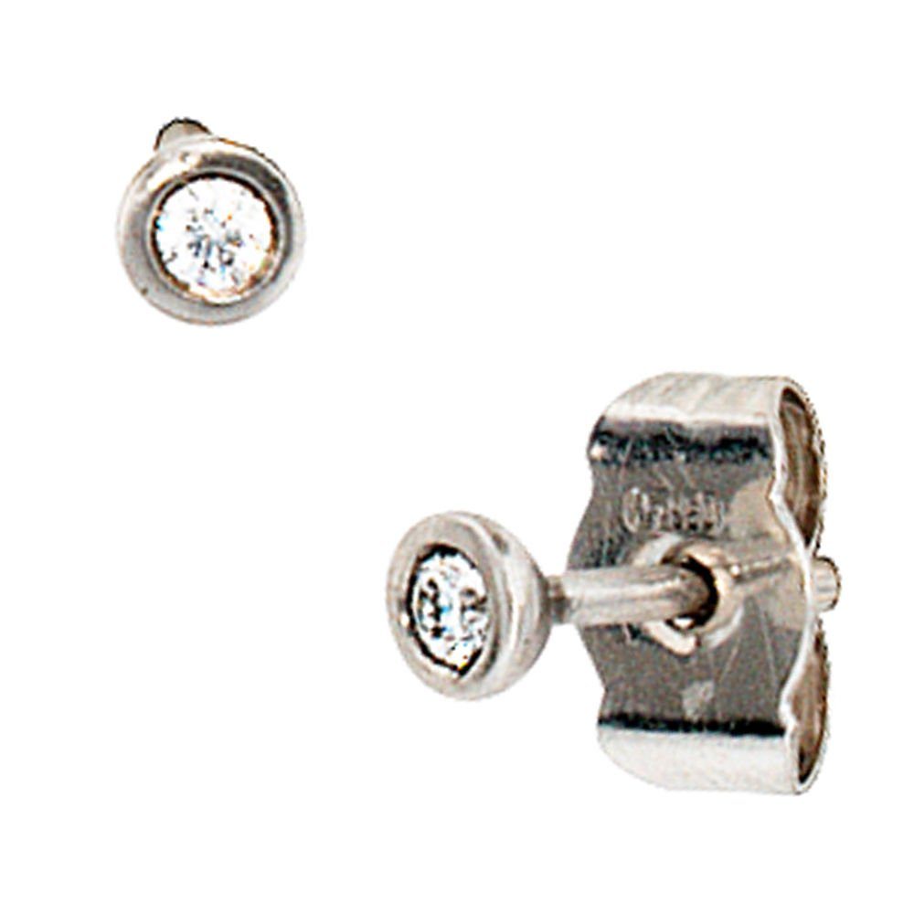 Schmuck Krone Paar Ohrstecker 3mm Solitär Stecker, Brillant, 950 Platin, Damen, Platin 950