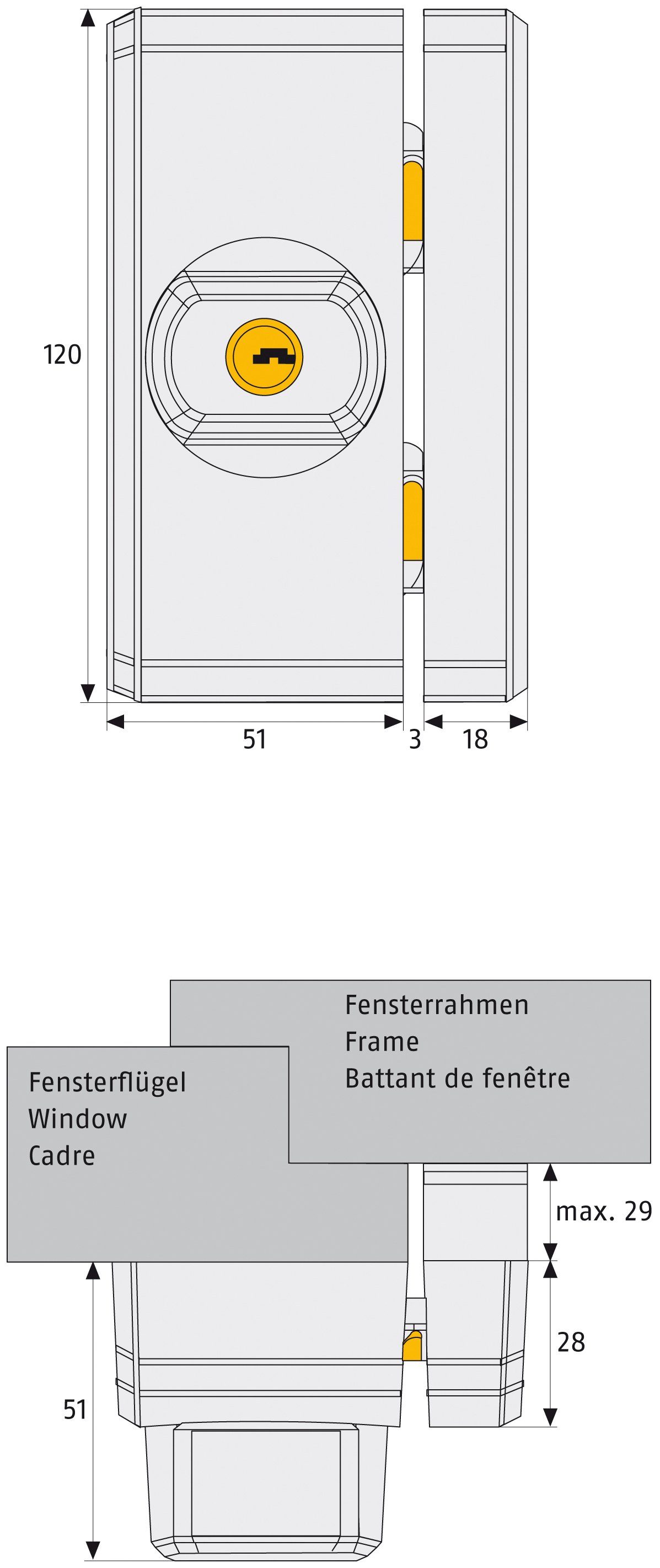 Image of ABUS Fensterzusatzschloss »FTS96 W AL0125«, Bedienung mit Schlüssel