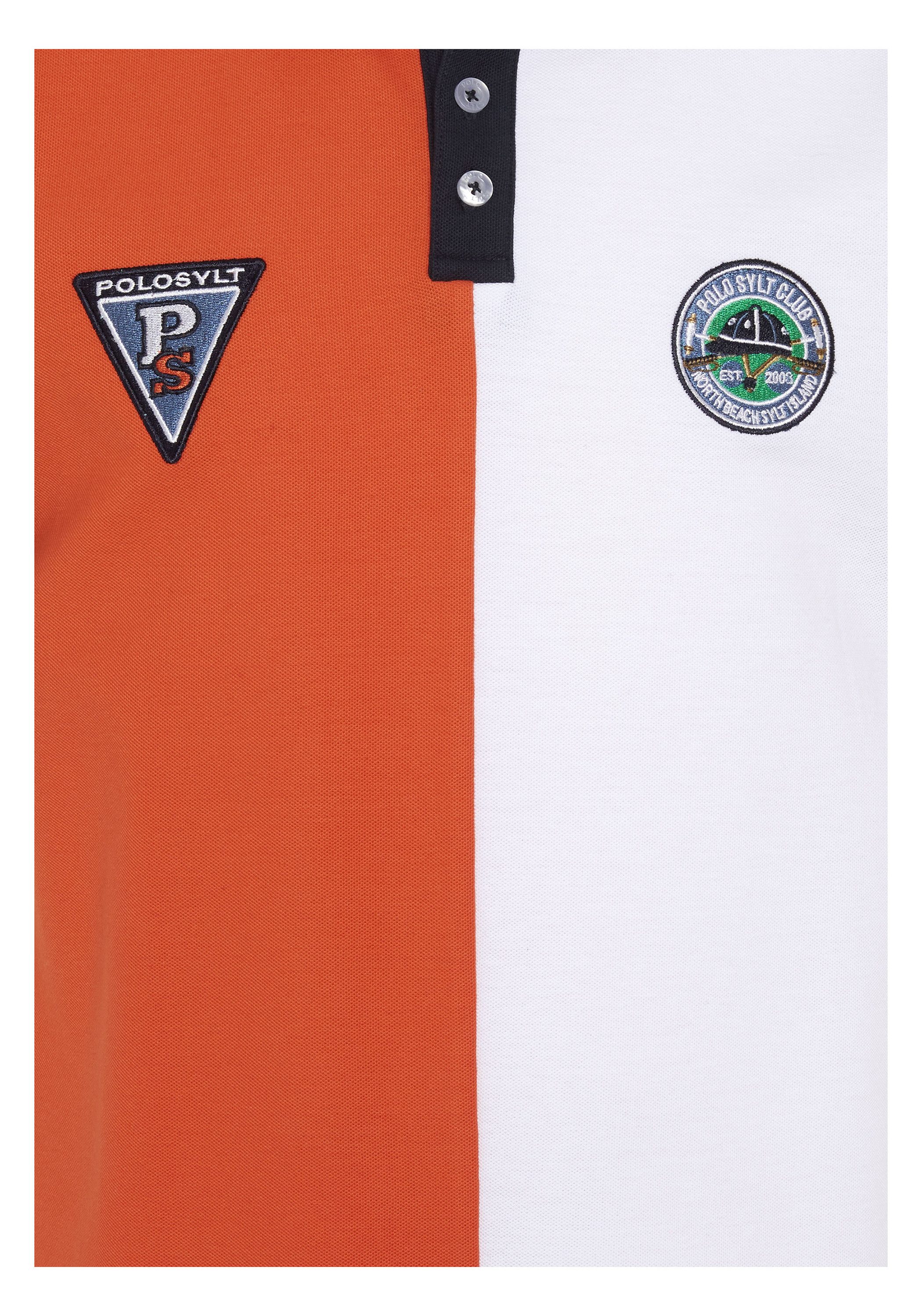 Polo Sylt Poloshirt in Colour-Block-Optik mit Patches und Nummer