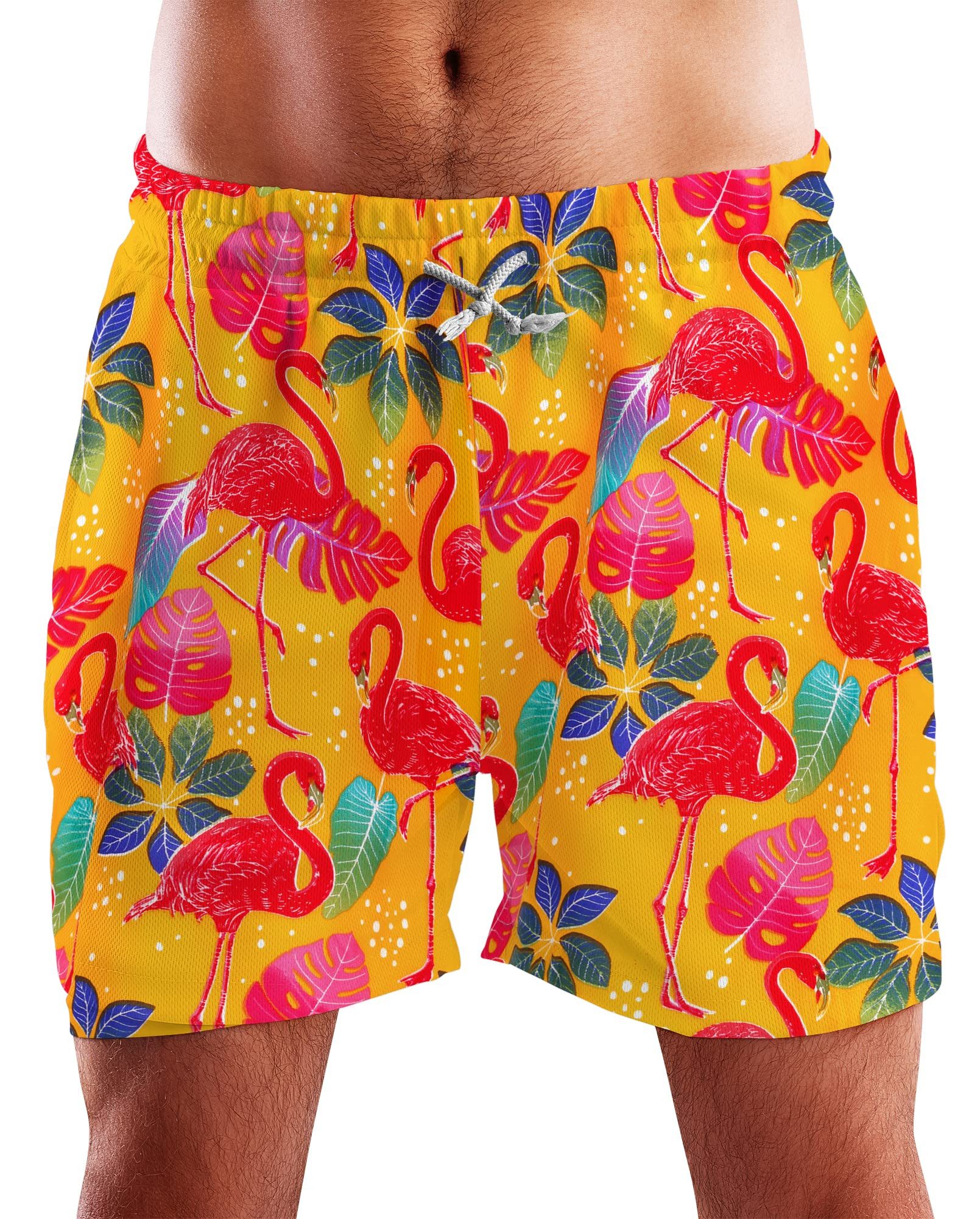 King Kameha Badeshorts Funky Flamingos Hawaii Bade-Shorts Mesh-Einsatz Verschluss Kordelzug Mit integriertem Mesh-Innenslip für extra Komfort