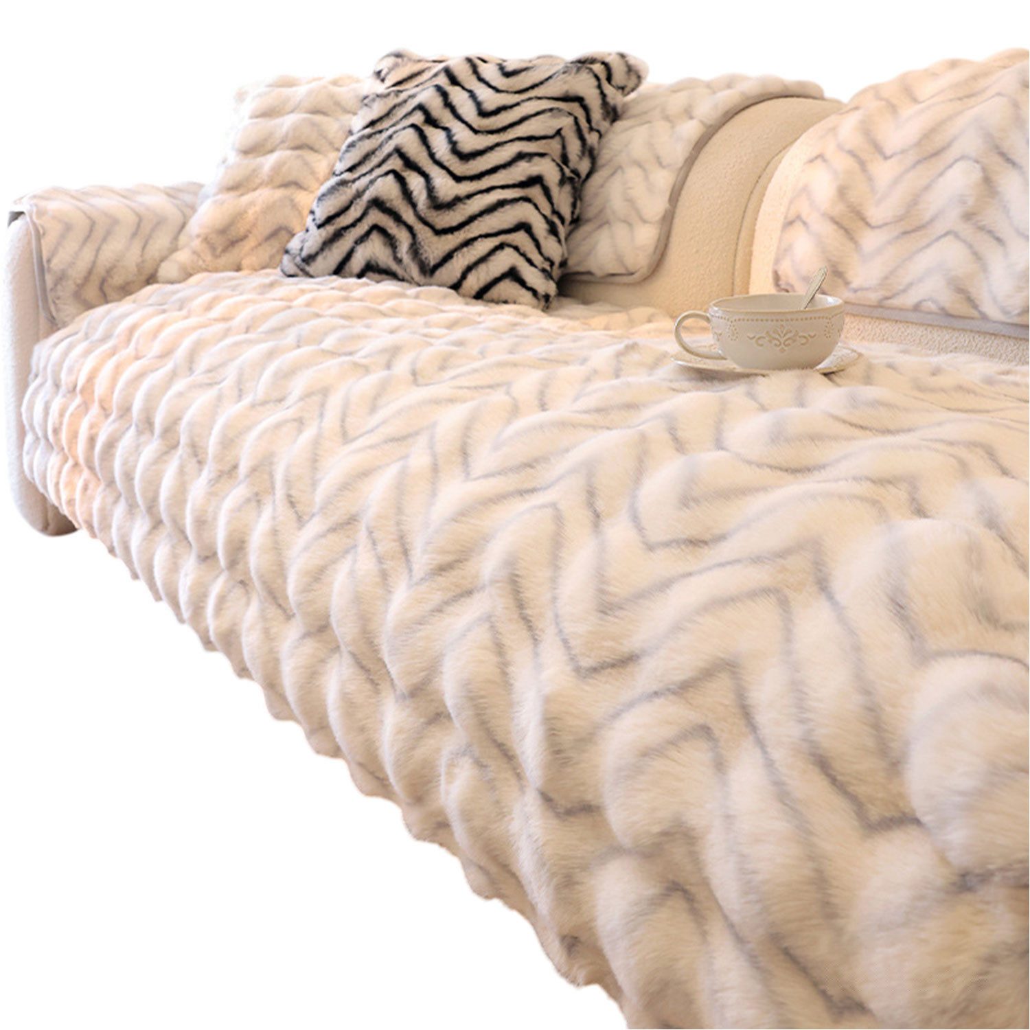 Refttenw Sofabezug Plüsch Dick Sofahusse Sofaüberwurf Abwaschbar Sofa Sitzkissenbezug, Winter Warme