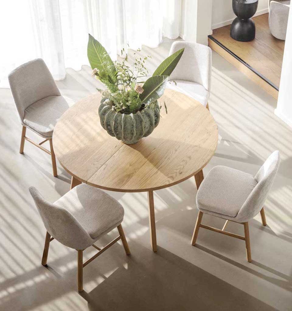 Maison ESTO Esstisch LOTTA ausziehbar Eiche natur rund 130 cm bis max. 230 cm (aus FSC®-zertifizierter, geölter Eiche)