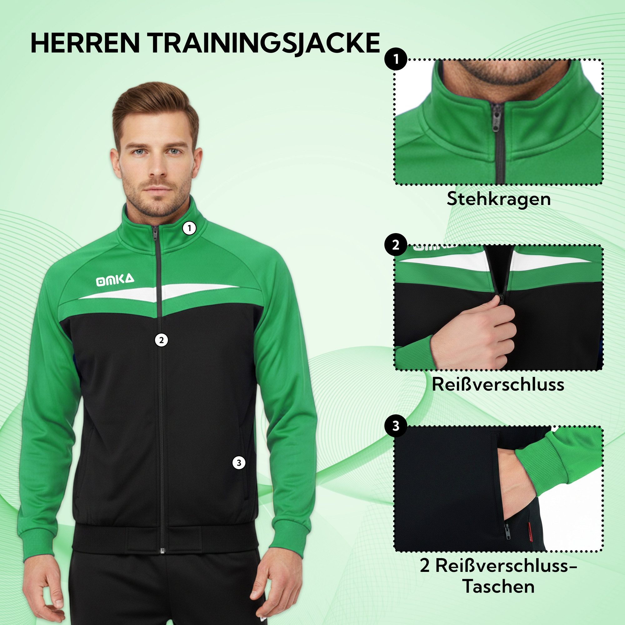 OMKA Trainingsjacke OK200J OMKA Optima Trainingsjacke Joggingjacke Sportjacke