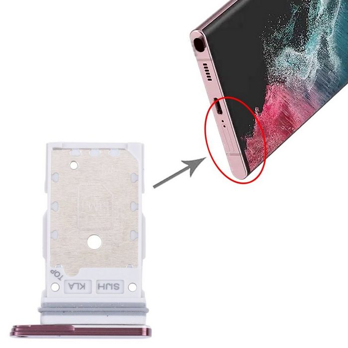 Wigento Dual Sim Karten Halter Adapter für Samsung Galaxy S22 Ultra Ersatzteil Zubehör Lila Smartphone-Adapter 0 cm