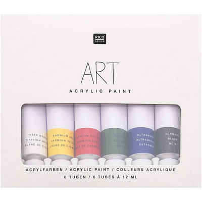 Rico Design Acrylfarbe Art Acrylfarben Basic Set, 6 Tuben á 12ml