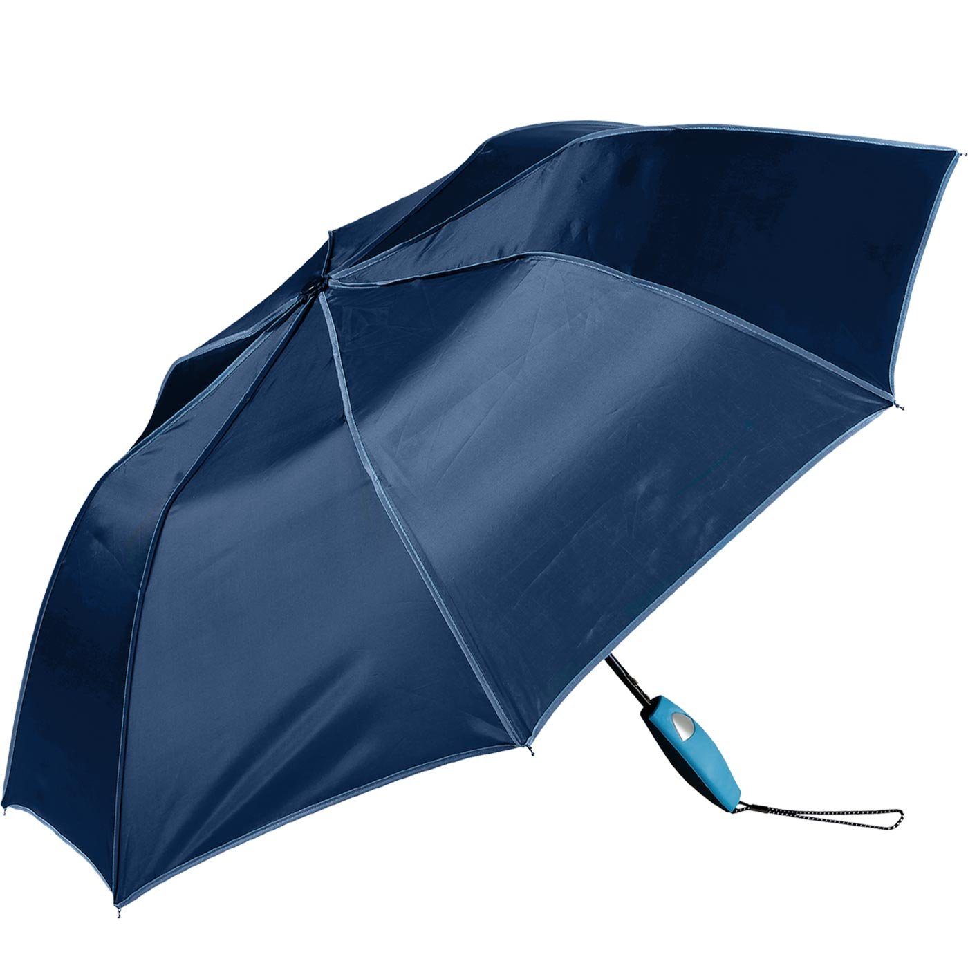 Impliva auffallend Taschenregenschirm Griff, Falconetti farblich passender navy-blau Auf-Automatik