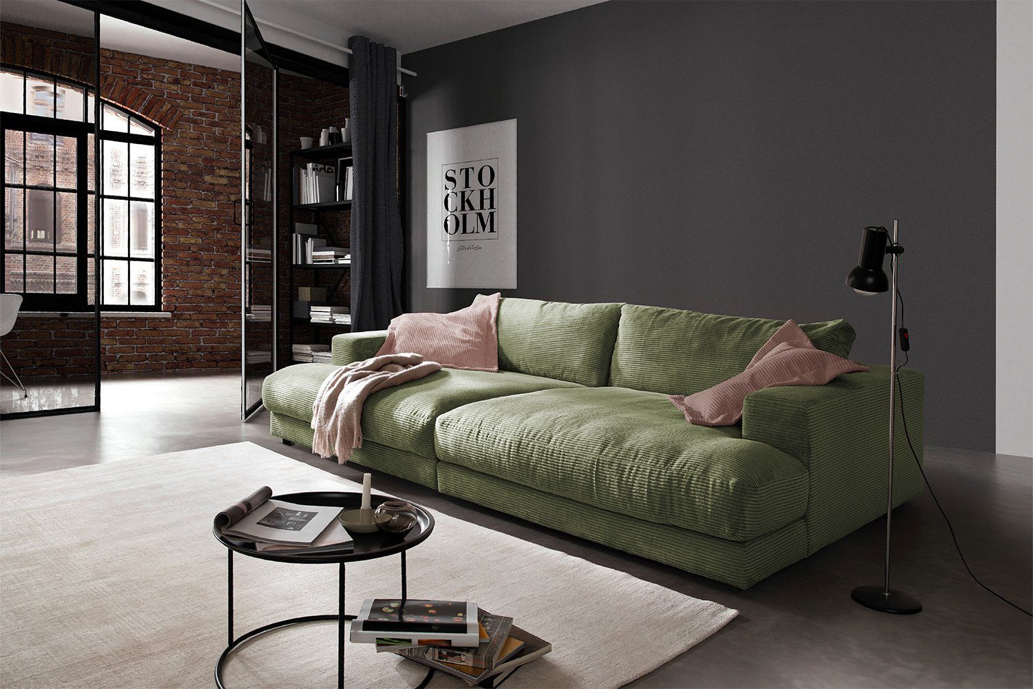 Farben Cord Big-Sofa Stoff od. MADELINE, KAWOLA verschiedene Sofa