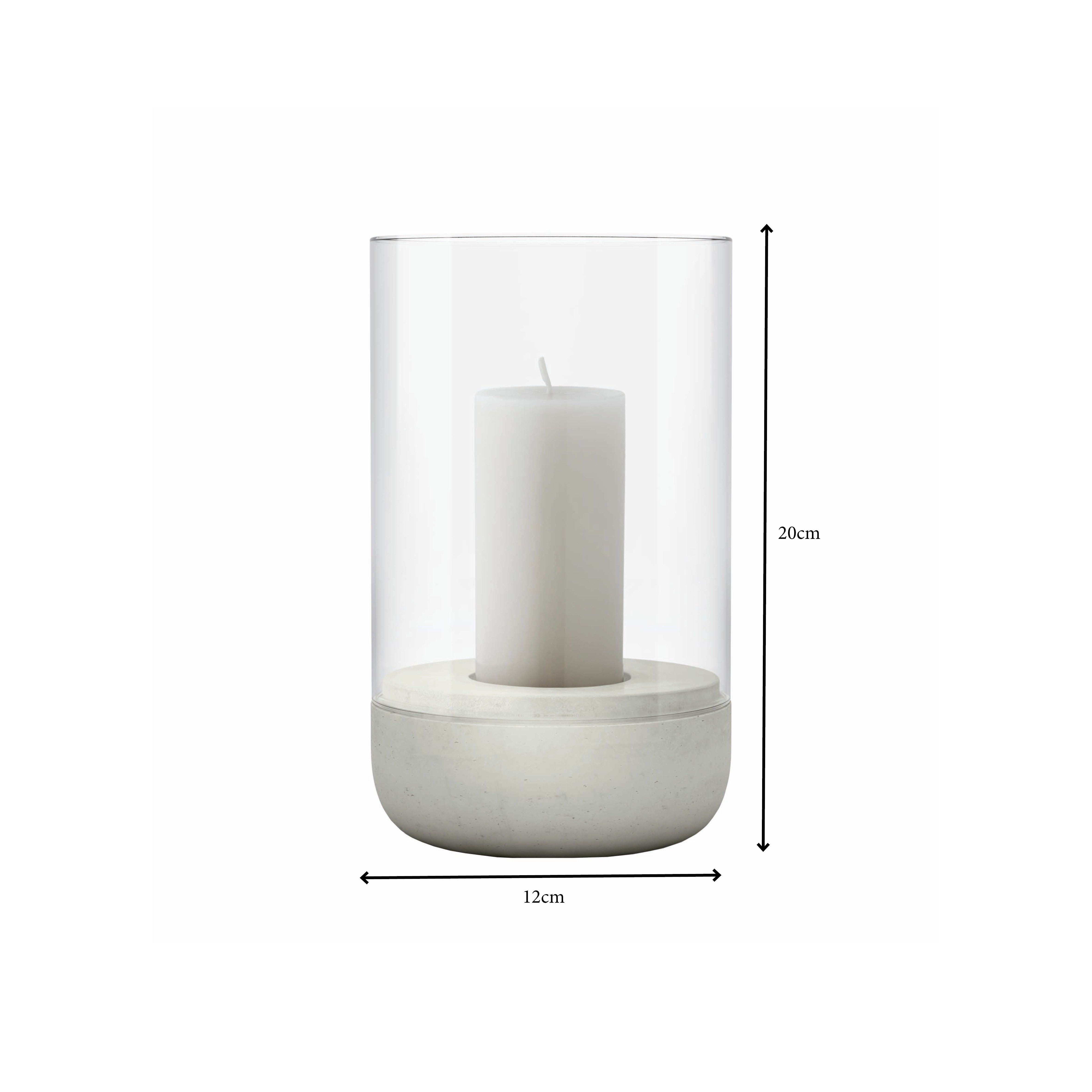 blomus Windlicht -CALMA- Glas Kerzenhalter, Teelichthalter, Stimmungslicht modern (SET, 3 St., SIZE S,M,L), aus Glas mit Betonsockel