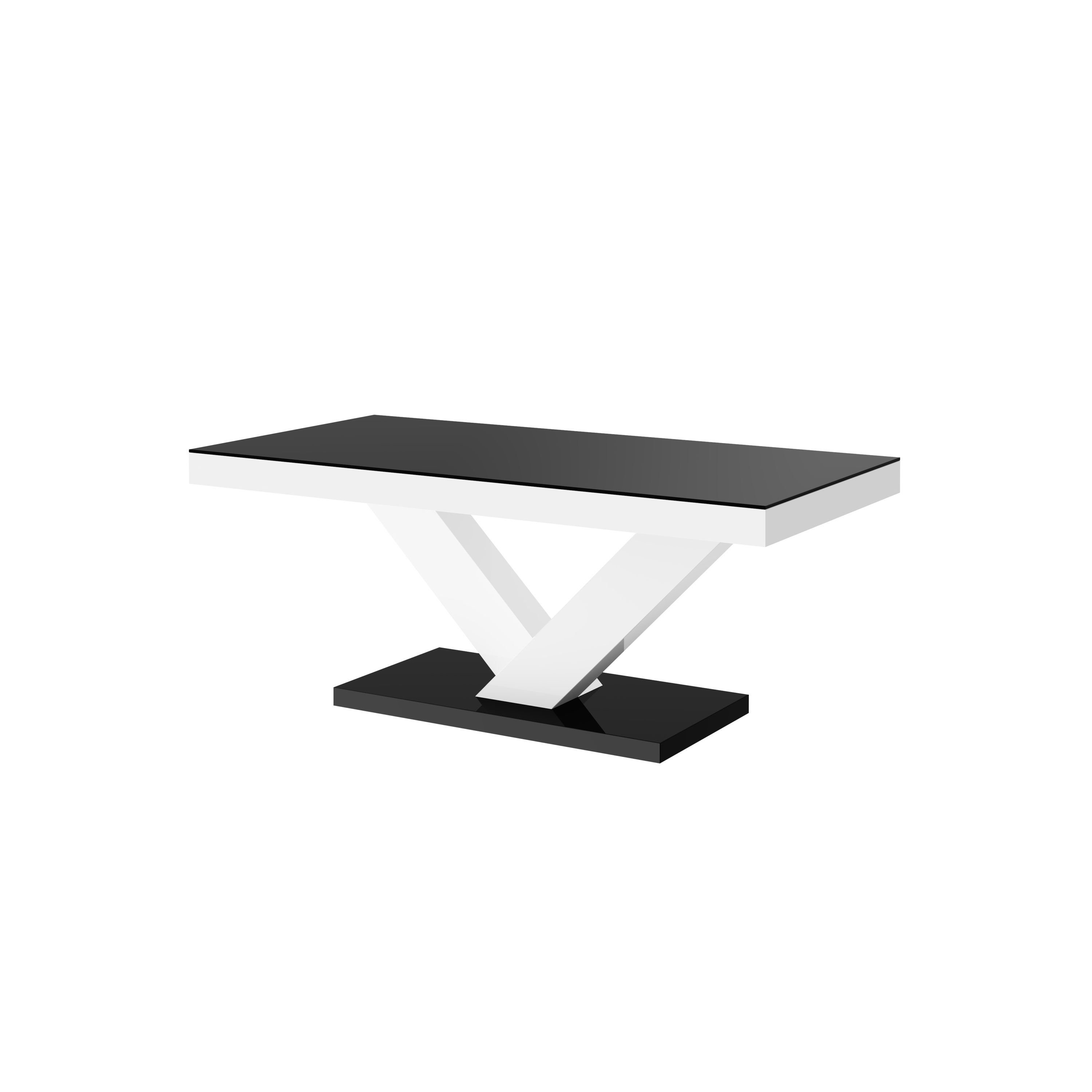Hochglanz Highgloss / Weiß Couchtisch HV-888 Hochglanz Schwarz Tisch Weiß Design / Wohnzimmertisch designimpex Schwarz Hochglanz