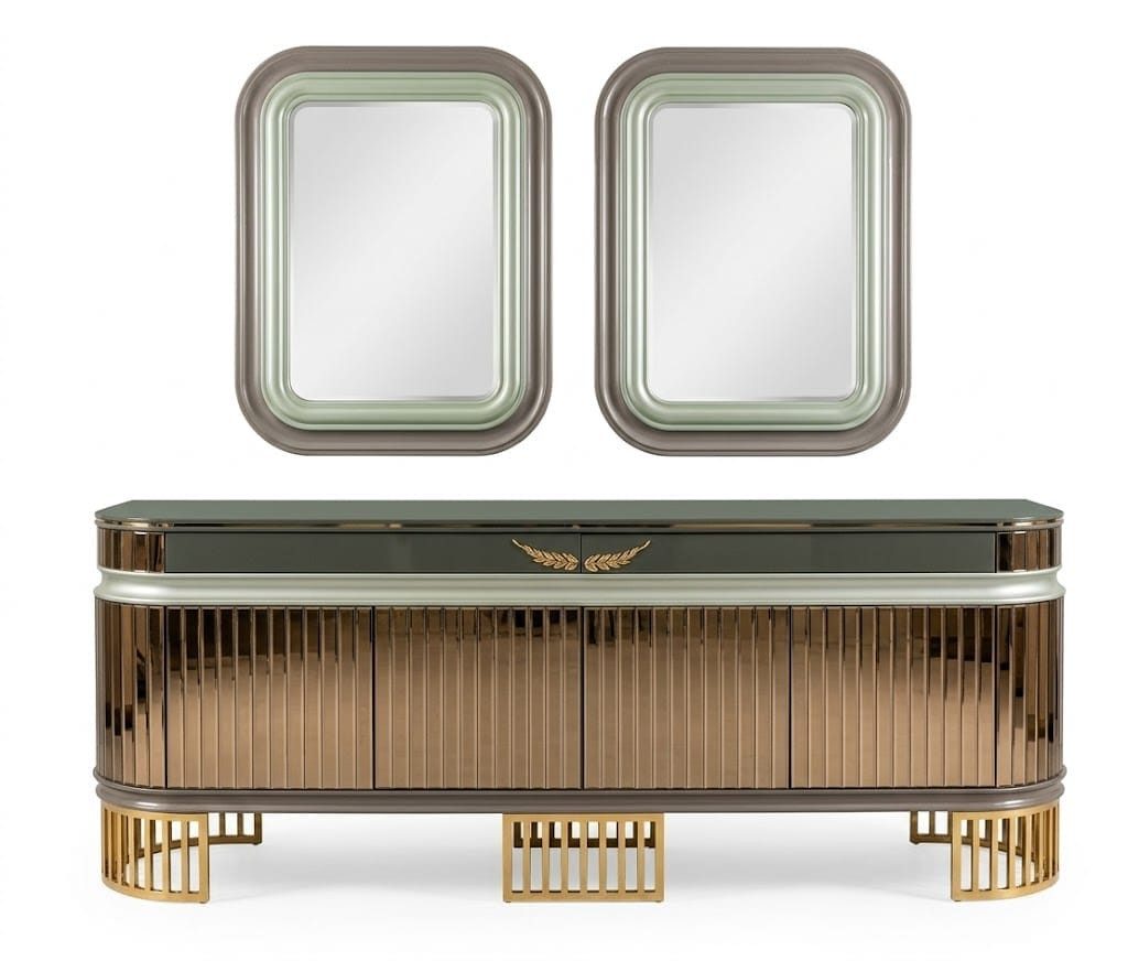 JVmoebel Sideboard Hochwertiges Sideboard mit Spiegel und eleganter Ausstrahlung (2 St., 2-tlg)