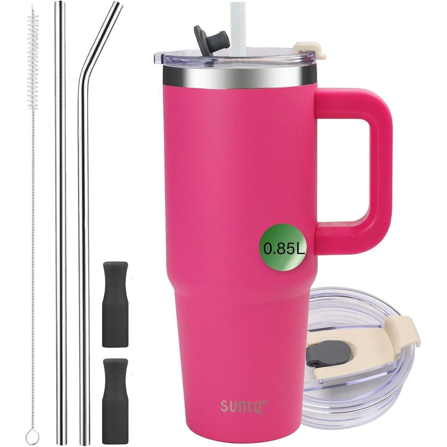 LuxusKollektion Thermotasse Tumbler Edelstahl 850ml vakuumisoliert Griff Deckel Rubinrot-30oz 30oz