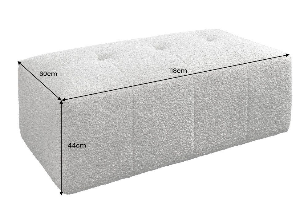 riess-ambiente Fußhocker ROYAL 120cm grau - Strickstoff, Federkern, Ziersteppung (Einzelartikel, 1 St), gepolsterter Sitzhocker - ideal für Ankleide, Garderobe & Wohnzimmer