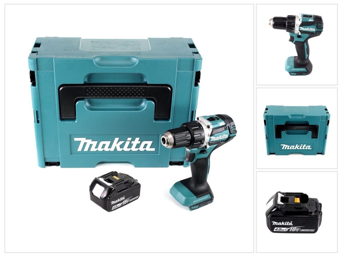 Makita Säulenbohrmaschine DDF 484 M1J Akku Bohrschrauber 18 V 54 Nm Brushless + 1x Akku 4,0 Ah