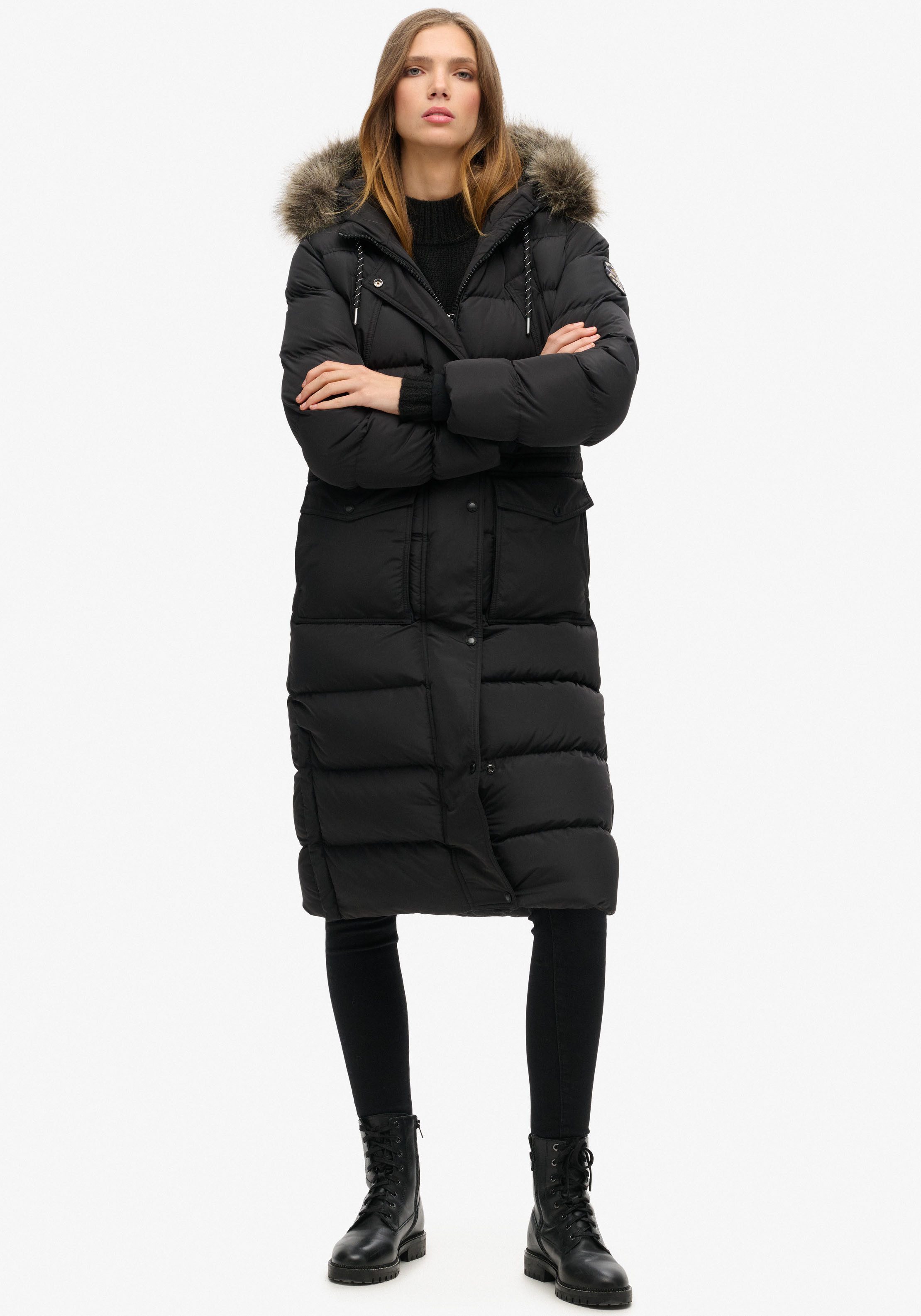 Superdry Steppjacke Everest Faux Fur Longline Jkt