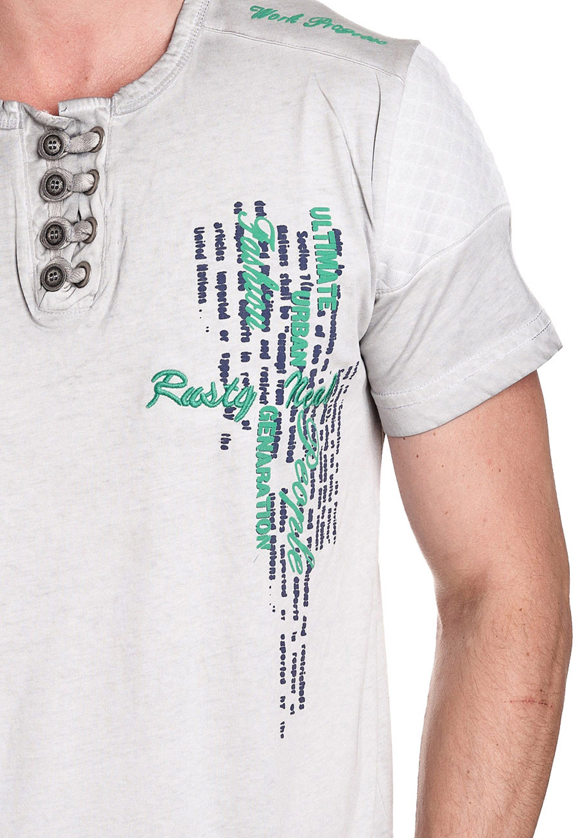 hellgrau Neal Rusty mit T-Shirt Knopfleiste schicker
