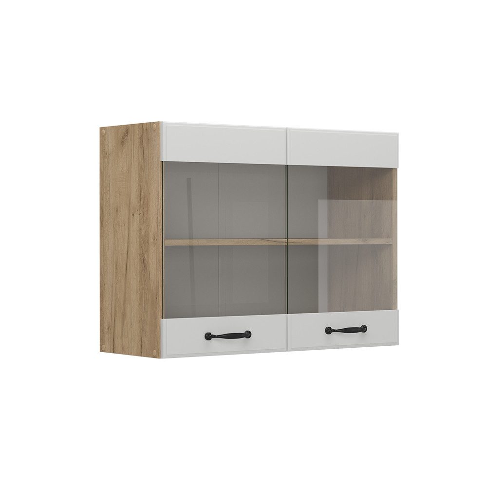 Vicco Glashängeschrank R-Line, Weiß Landhaus/Goldkraft Eiche, günstig online kaufen