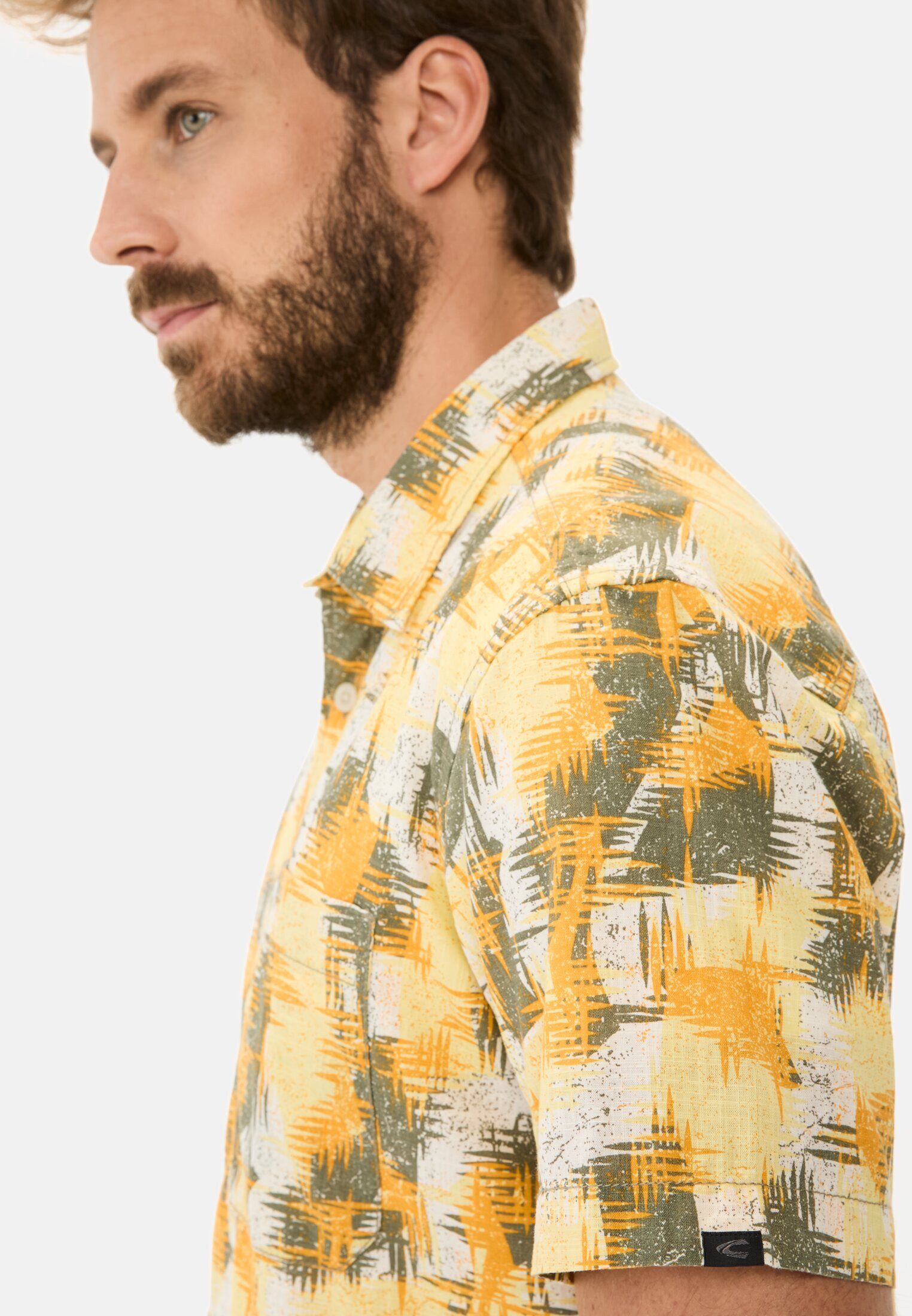 camel active Kurzarmhemd mit Strukturmuster Kurzarm Kentkragen Kentkragen