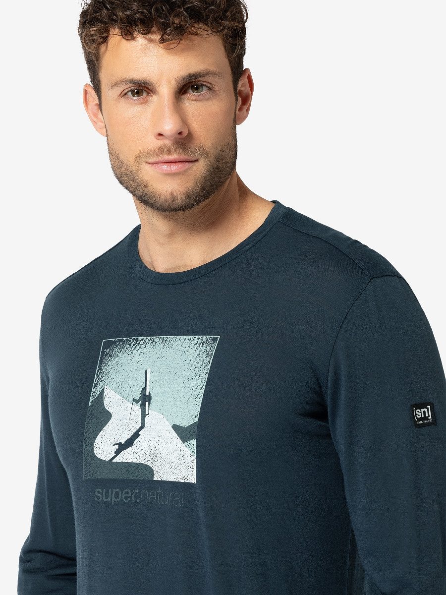 SUPER.NATURAL Sweatshirt für Herren, Merino ALMOST DONE Skitour Motiv, Berge