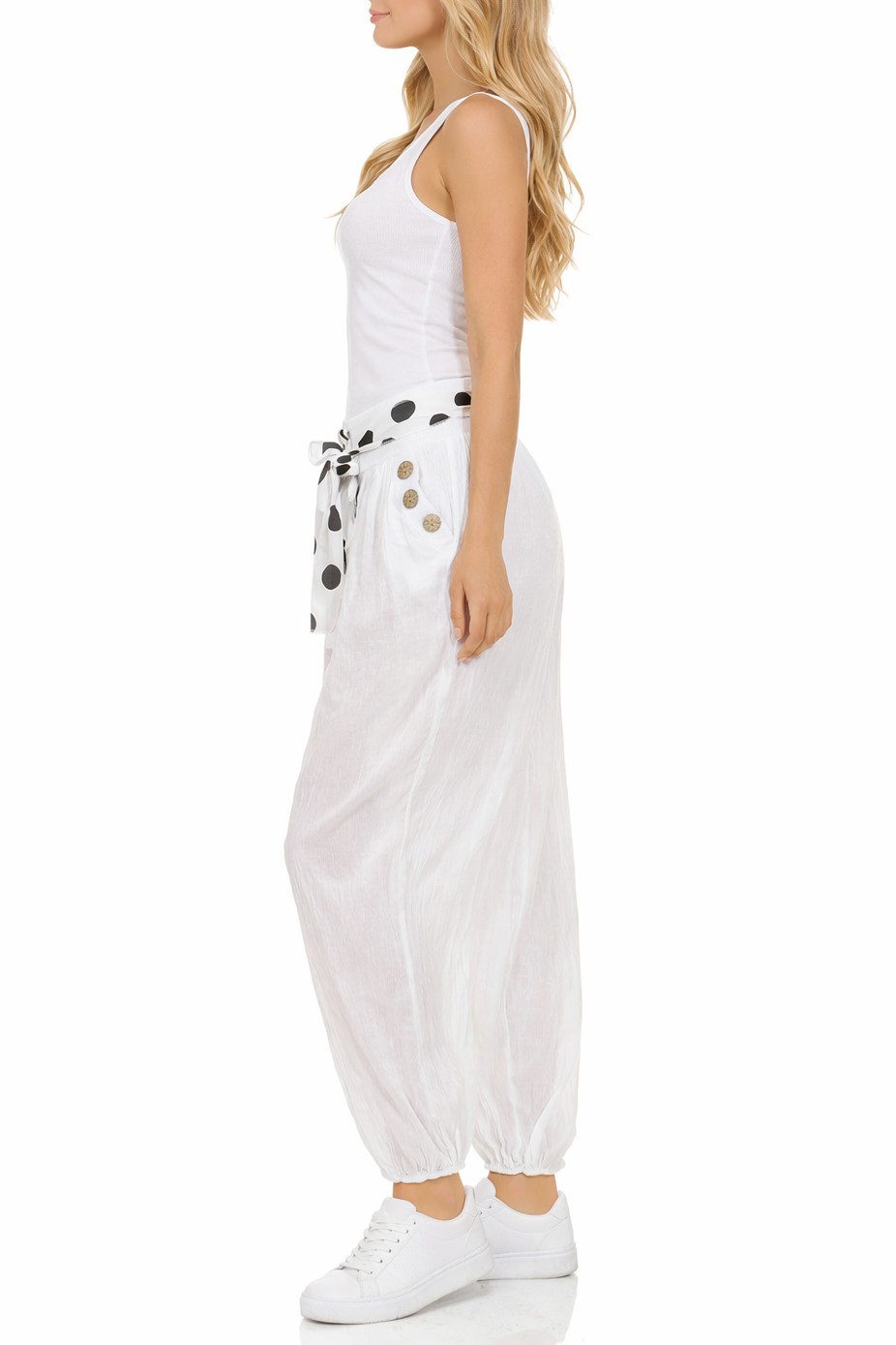 Mississhop Haremshose Leichte Baumwollhose einfarbige Hose Sommerhose Aladinhose M. 270 in Unifarbe – Bild 4 von 5