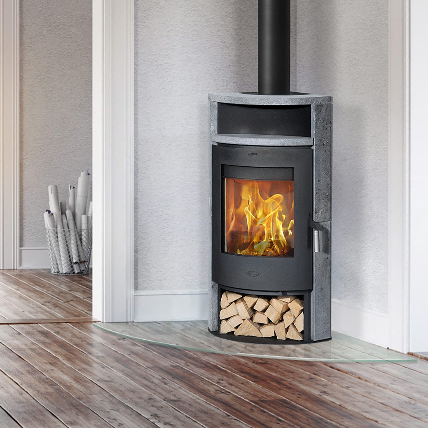 Fireplace Kaminofen Fireplace Samba Kaminofen Stahl Schwarz Speckstein, 6.1 kW, Kaminofen