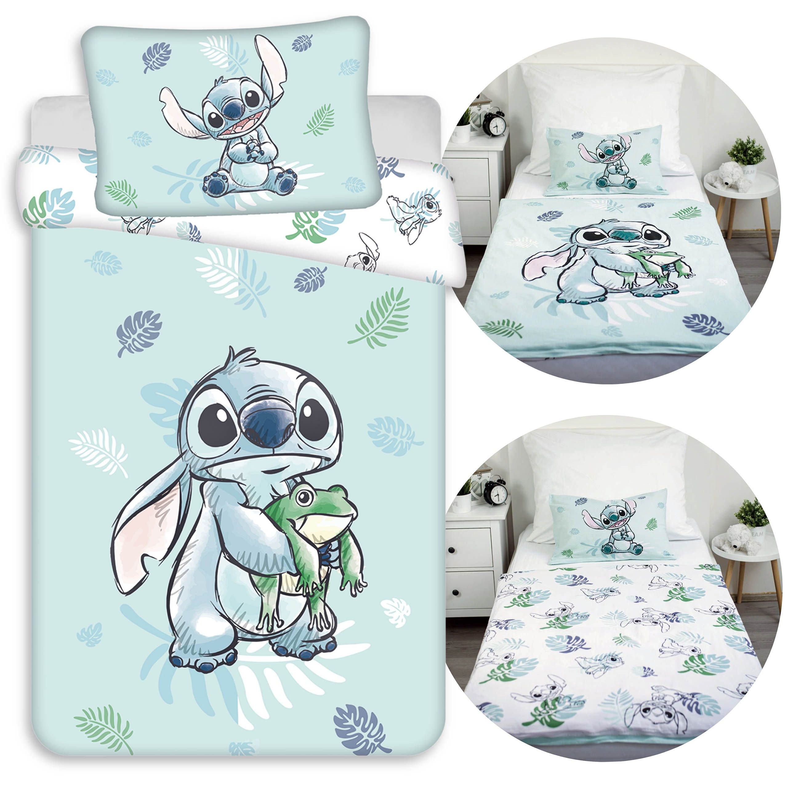 Lilo & Stitch Kinderbettwäsche Lilo Stitch Bettwäsche, 100% Baumwolle, 100x135+40x60 cm