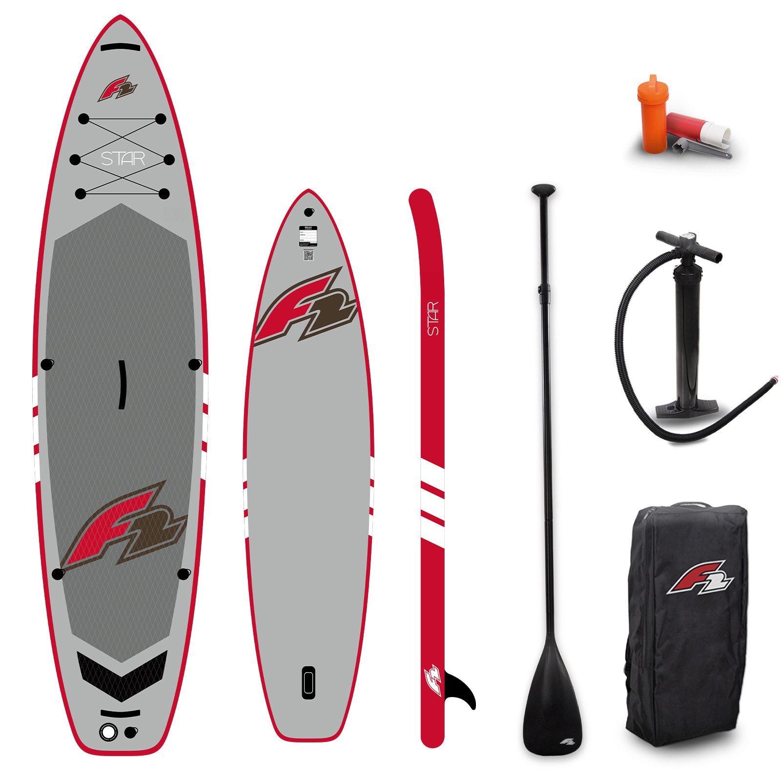 F2 SUP-Board F2 SUP Stand Up Paddle Board Star 320cm 10,5 Grau, Aufblasbar, (Set)